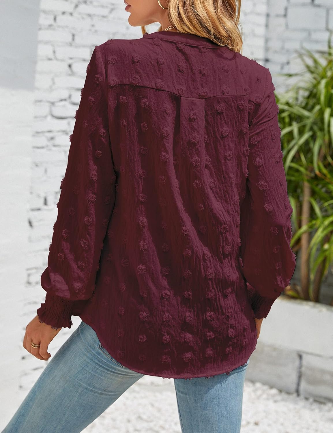 Blooming Jelly Womens Business Casual Tops Long Sleeve V Neck Dressy Office Work Fall Shirt Chiffon Blouse - Image 3