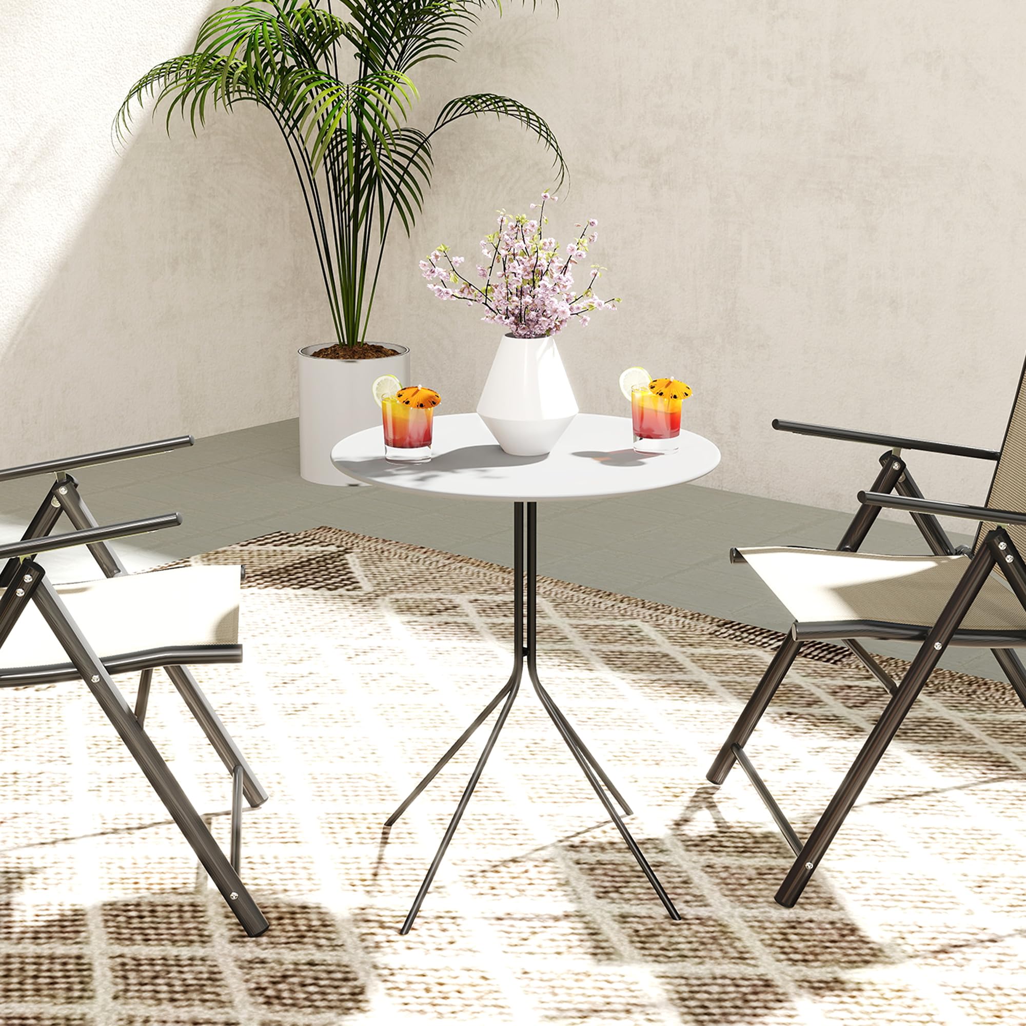 Outsunny Table de Jardin Ronde Ø 60 cm, Acier, Gris foncé