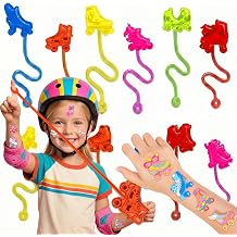 48PCS Roller Skating Party Favors - 24PCS Temporary Tattoos & 24PCS Stick Hands Party - Perfect Birthday Party Supplies, Goodie Bag Stuffers, Treasure Box Toys, Classroom Prizes, and Student Gifts