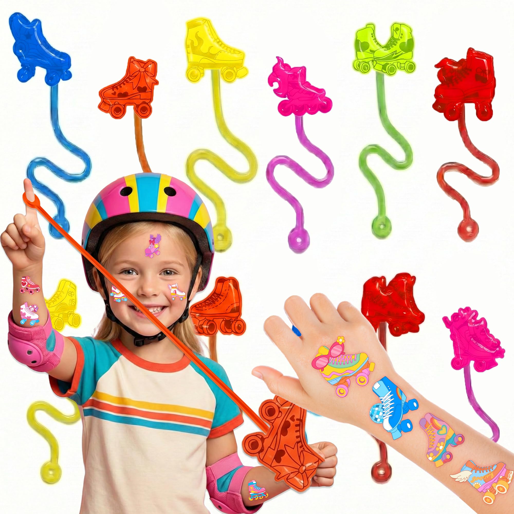 48PCS Roller Skating Party Favors - 24PCS Temporary Tattoos & 24PCS