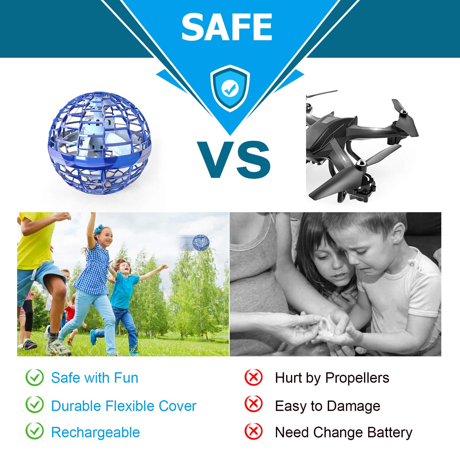 Flying Hover Ball with Magic Wand, Hand Controlled Flying Spinner Mini