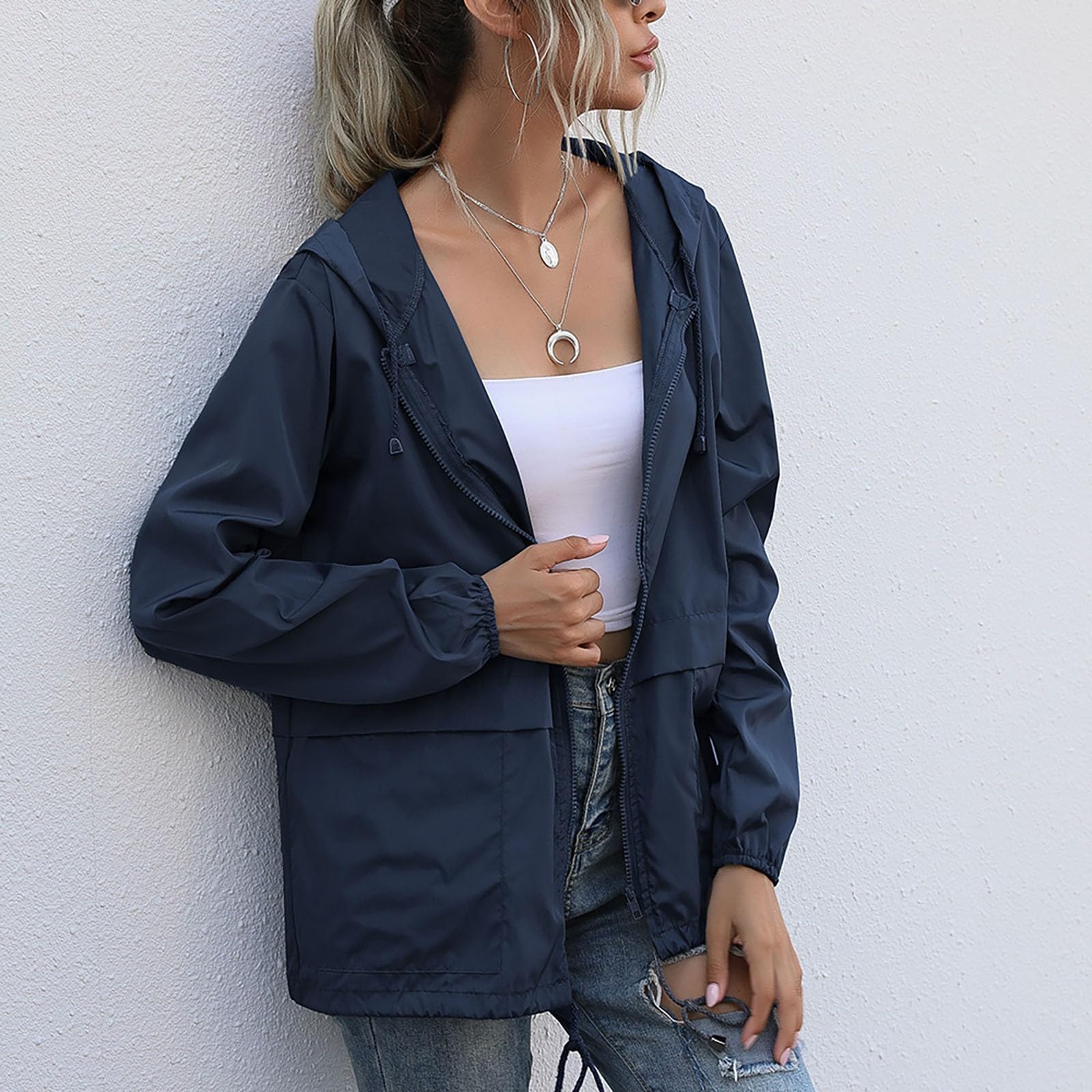 Impermeabile Da Donna Giacca Antipioggia Leggera A Con Cappuccio Per Esterni Maglione Pesante Trench Antivento Impermeabili Giacche Softshell Rain Jacket Completo Giubbino Running