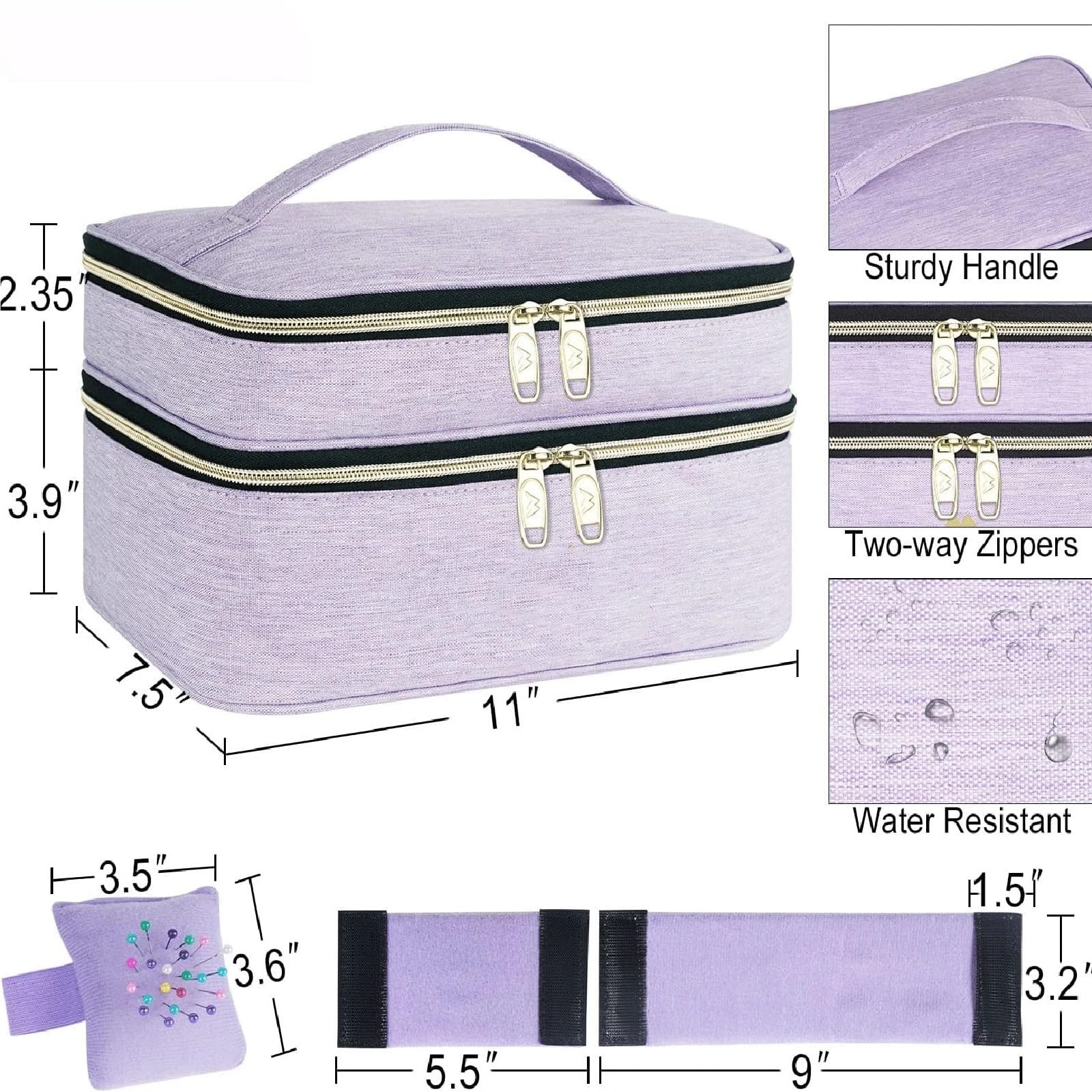 Nähzubehör-Aufbewahrungstasche, doppellagiges Polyester, großes Fassungsvermögen, Reise-Näh-Carring-Box for Garn-Nähwerkzeuge Für Haushalt(Dark Purple)