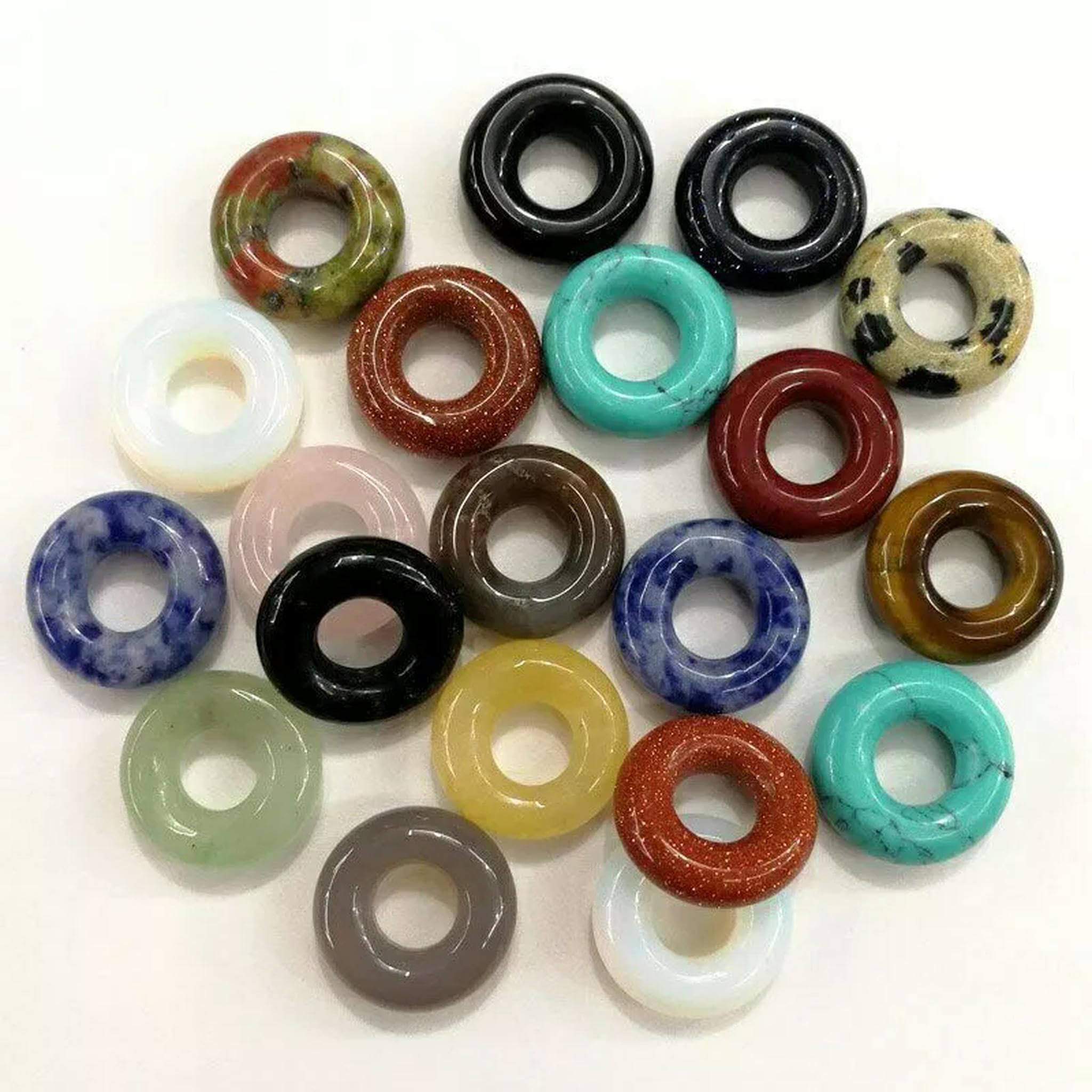 Lot de 50 Perles en Pierre Naturelle de 15 mm avec Gros Trou, pendentifs de Bonne qualité pour la Fabrication de Bijoux
