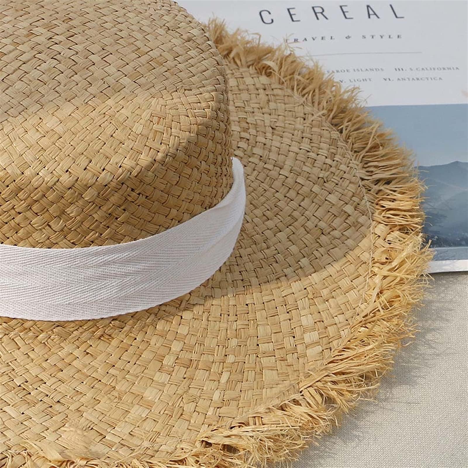 Niña Sombrero de Sol Sombrero de paja de correa de encaje de mujer con cinta de arco tapa de verano visera vacaciones al aire libre vacaciones plana top playa protección sol Verano Sombrero