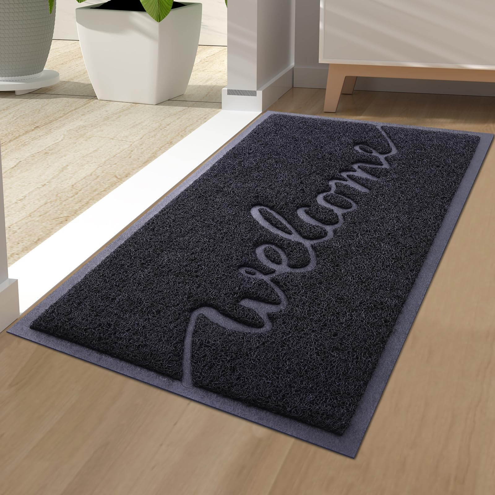 AAZZKANG Mat with Non Slip Rubber Backing Black Doormat Outdoor