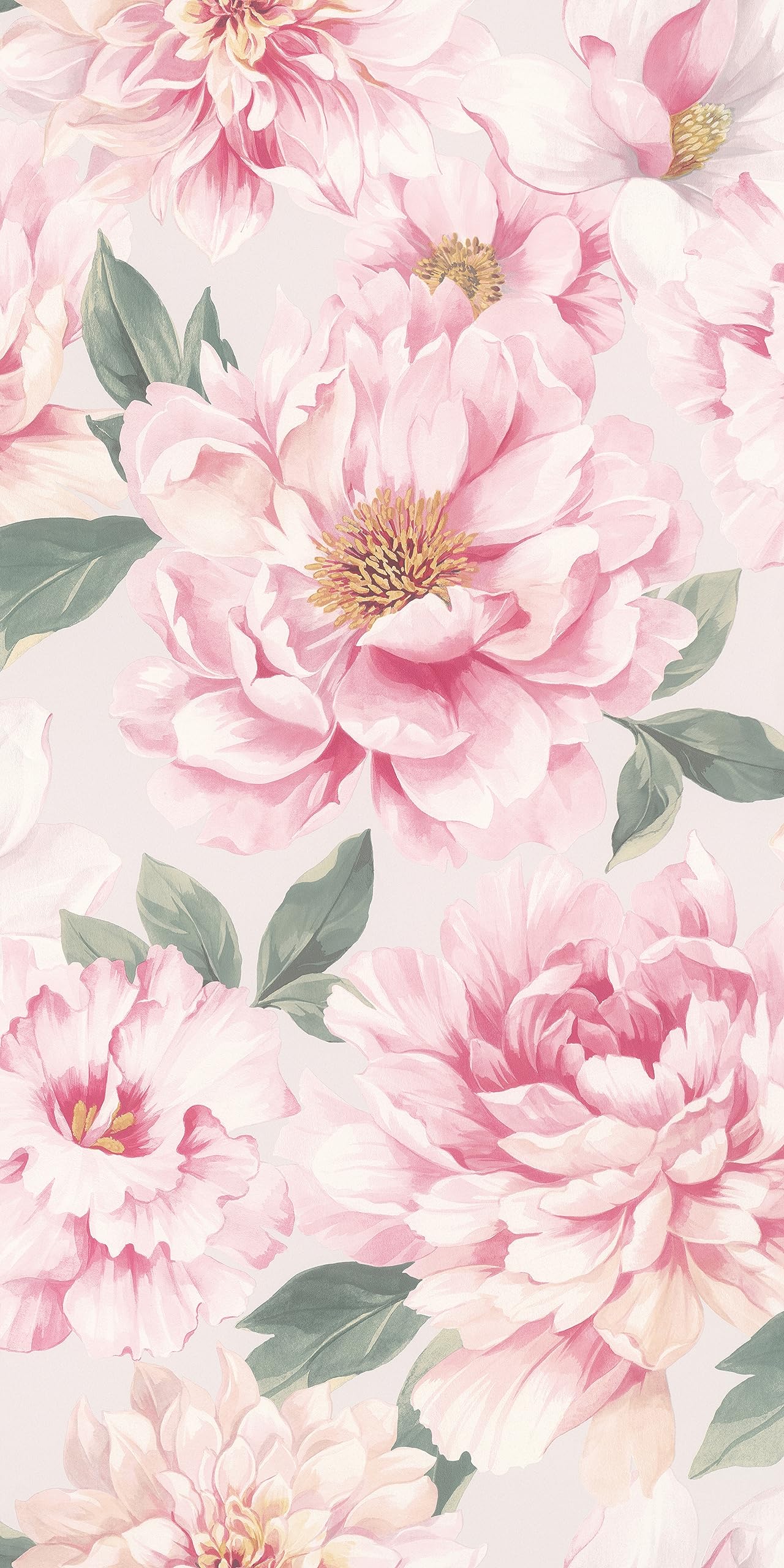Rasch Wallpaper 201345 - Pink Paper Wallpaper with Flowers in Pink Floral Wallpaper - 10.05 m x 0.53 m (L x W)