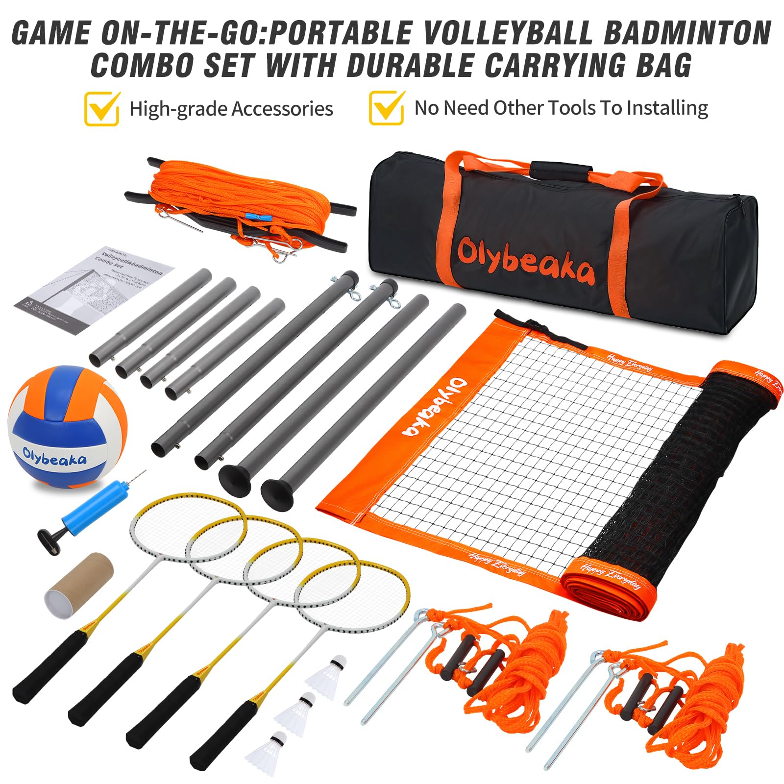 Robustes Volleyball- und Badminton-Kombi-Set