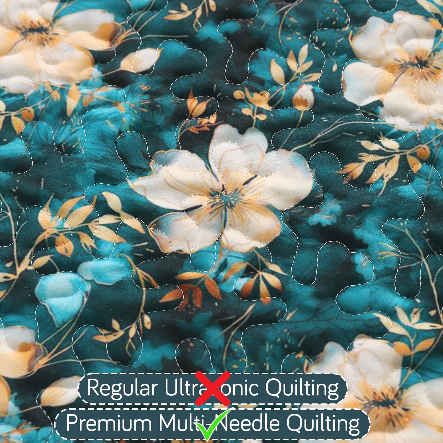 Velvet Sofa Backrest Mat - Pansies Teal -5