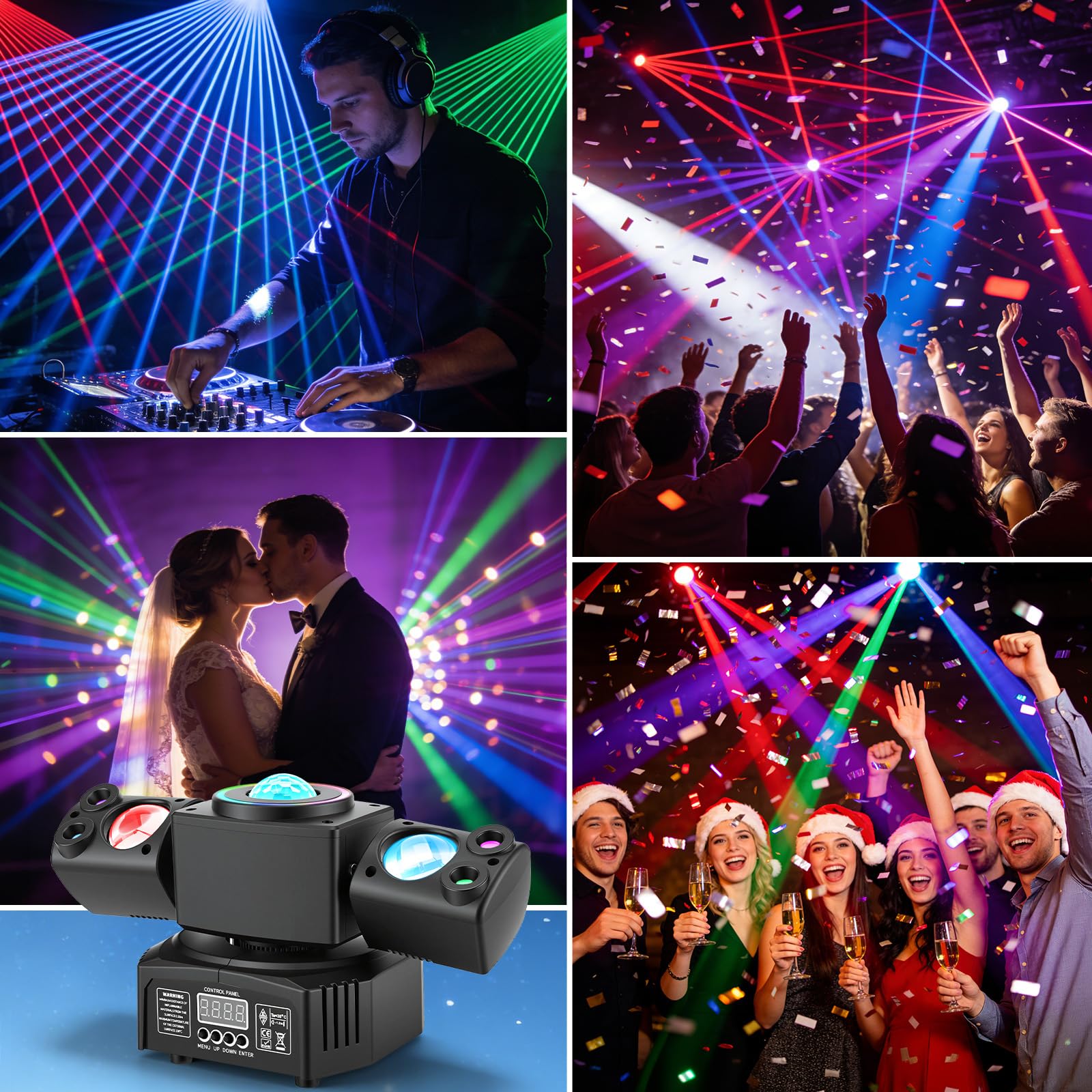 Mini Moving Head Licht mit 2 Köpfen-LED Effektstrahler mit RGB 3535 LEDs & 10W Strobe, LED Strahler Bühnenlicht mit DMX512 & Musiksteuerung, Disco Partylicht für DJ, Bühne, Bar, Hochzeit & Geburtstag