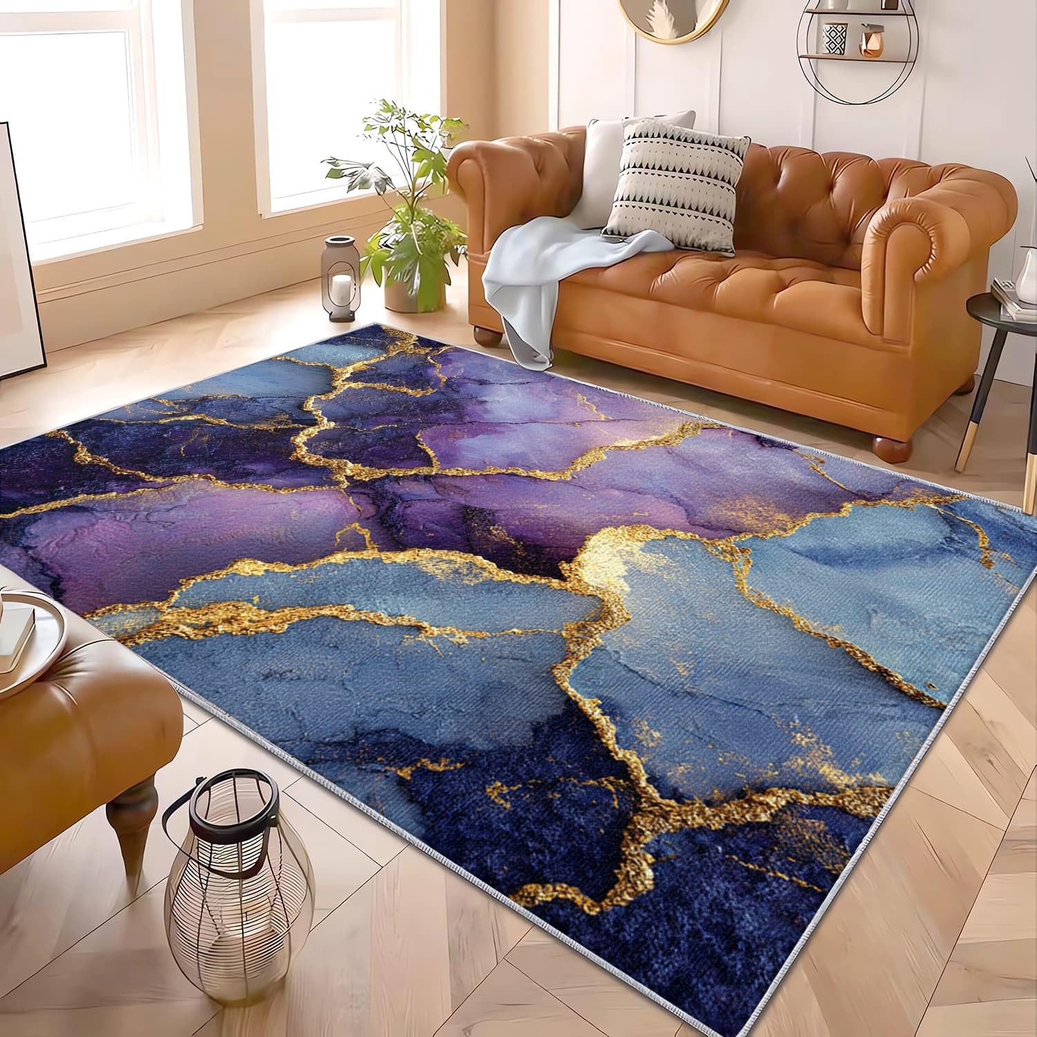 Dywan do wnętrz 200 x 300 cm wzór kamieni szlachetnych z marmuru miękki i wygodny, purusta mata z krótkim włosiem antypoślizgowa podstawa idealna do salonu, sypialni i korytarza