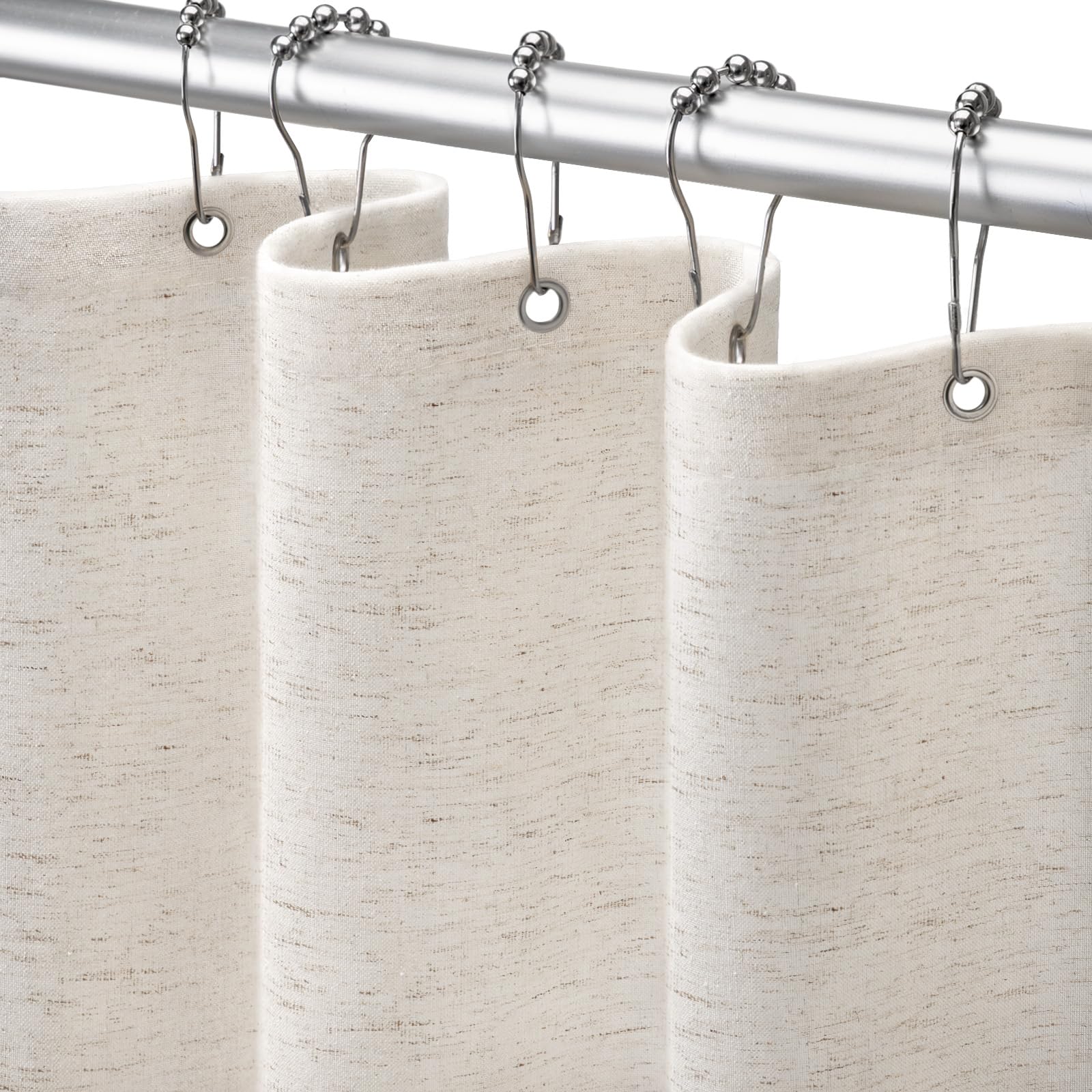 NDDYCU White Linen Shower Curtain Boho Waterproof For Bathroom 180x180 cm