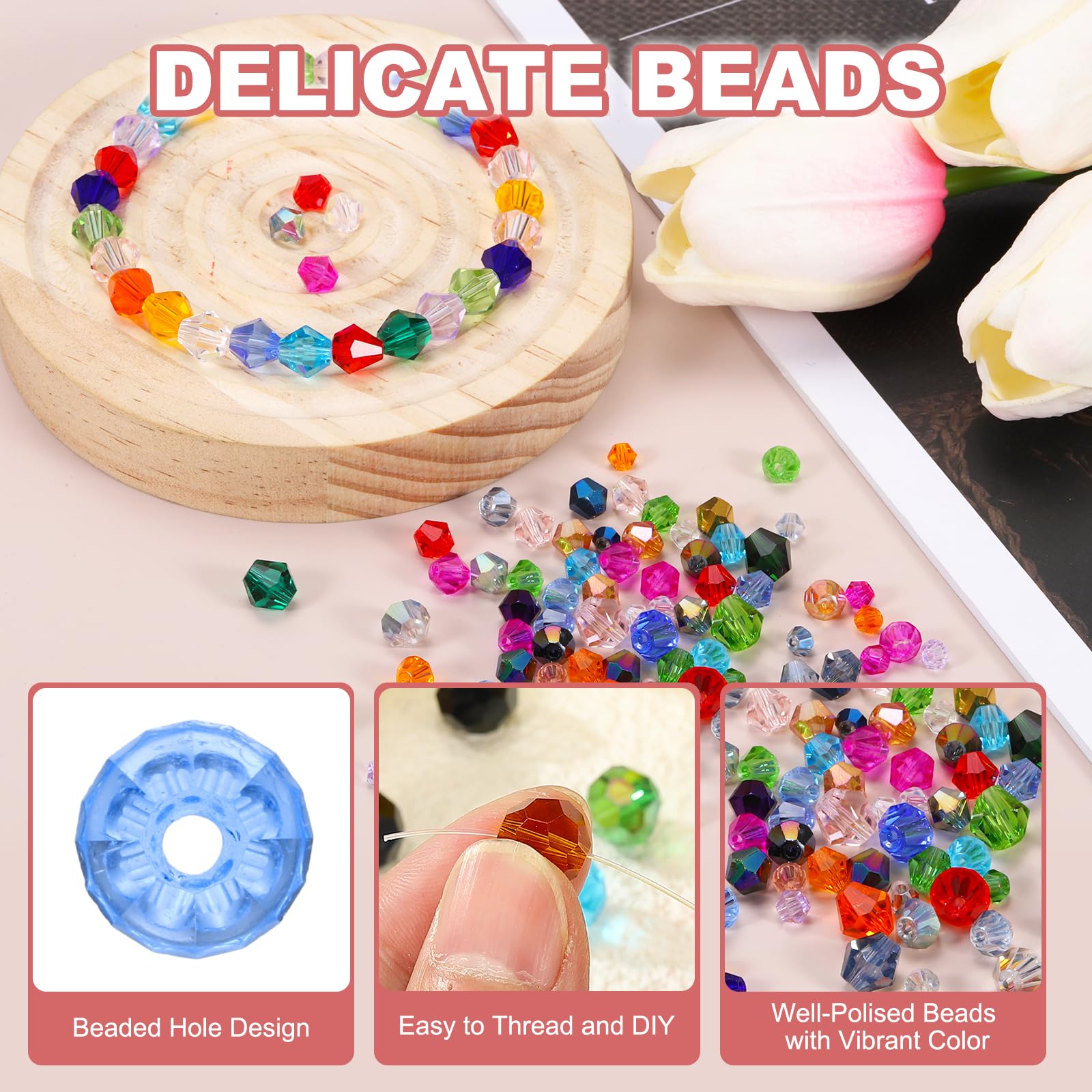 PATIKIL 100pcs 8mm Bicone Glass Crystal Beads - Image 3