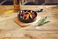 Vista 3 de Artesa Sartén pequeña de hierro fundido, antiadherente, con tabla de servir de madera, sartén con soporte, para fajitas, barbacoa, tortilla, tapas