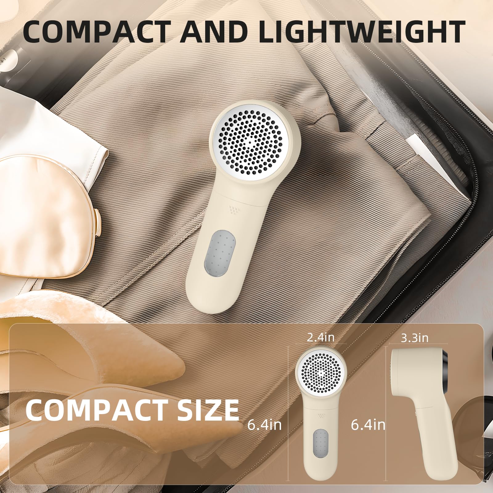 Buywoo Afeitadora de tela, removedor de pelusa eléctrico, afeitadora de pelusa recargable, desfuzzer de suéter para quitar pelusas, funciona con pilas, 6 cuchillas, 3 velocidades con pantalla LED para