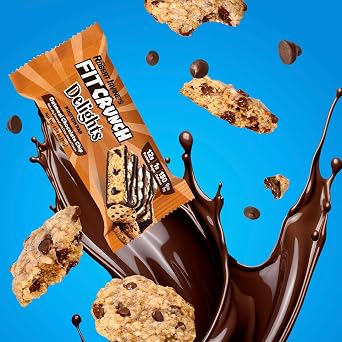 شريط بروتين FITCRUNCH Delights، 12 جرامًا من البروتين و1 جرام من السكر (8 أشرطة، رقائق شوكولاتة الشوفان)