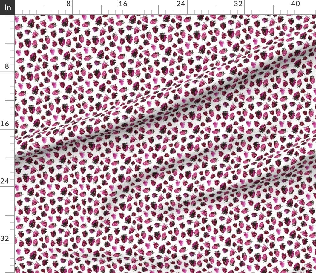 Spoonflower Fabric - Watercolor BlackBerry Berry Fruit Summer Food Printed on Petal Signature Cotton Fabric by The Yard - Sewing Quilting Apparel Crafts Decor