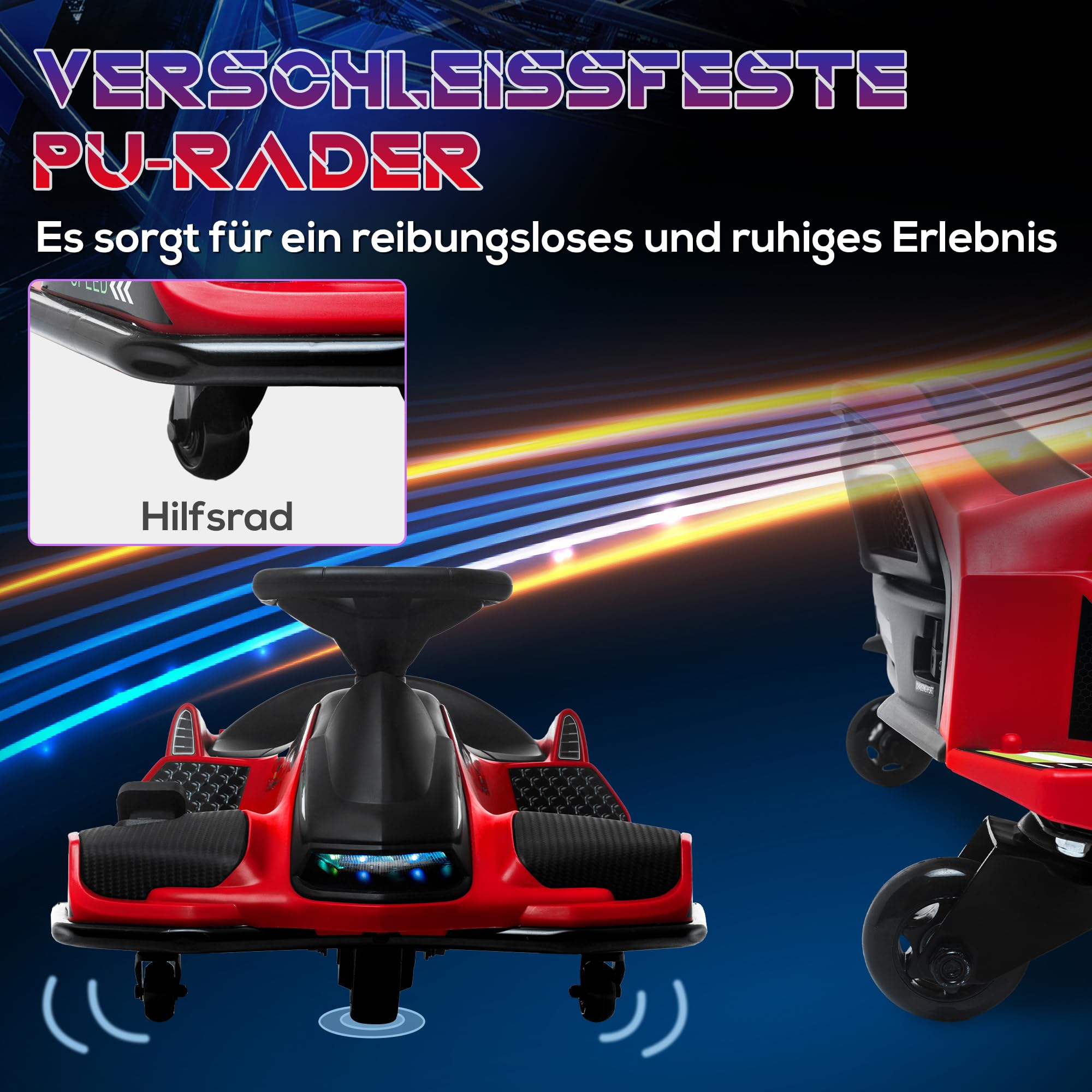 HOMCOM Gokart Eléctrico Infantil – 24V, Drift Y Velocidad De 6-12 Km/h, Asiento Ajustable, Música Y Cinturón De Seguridad Para Niños De 6 A 12 Años