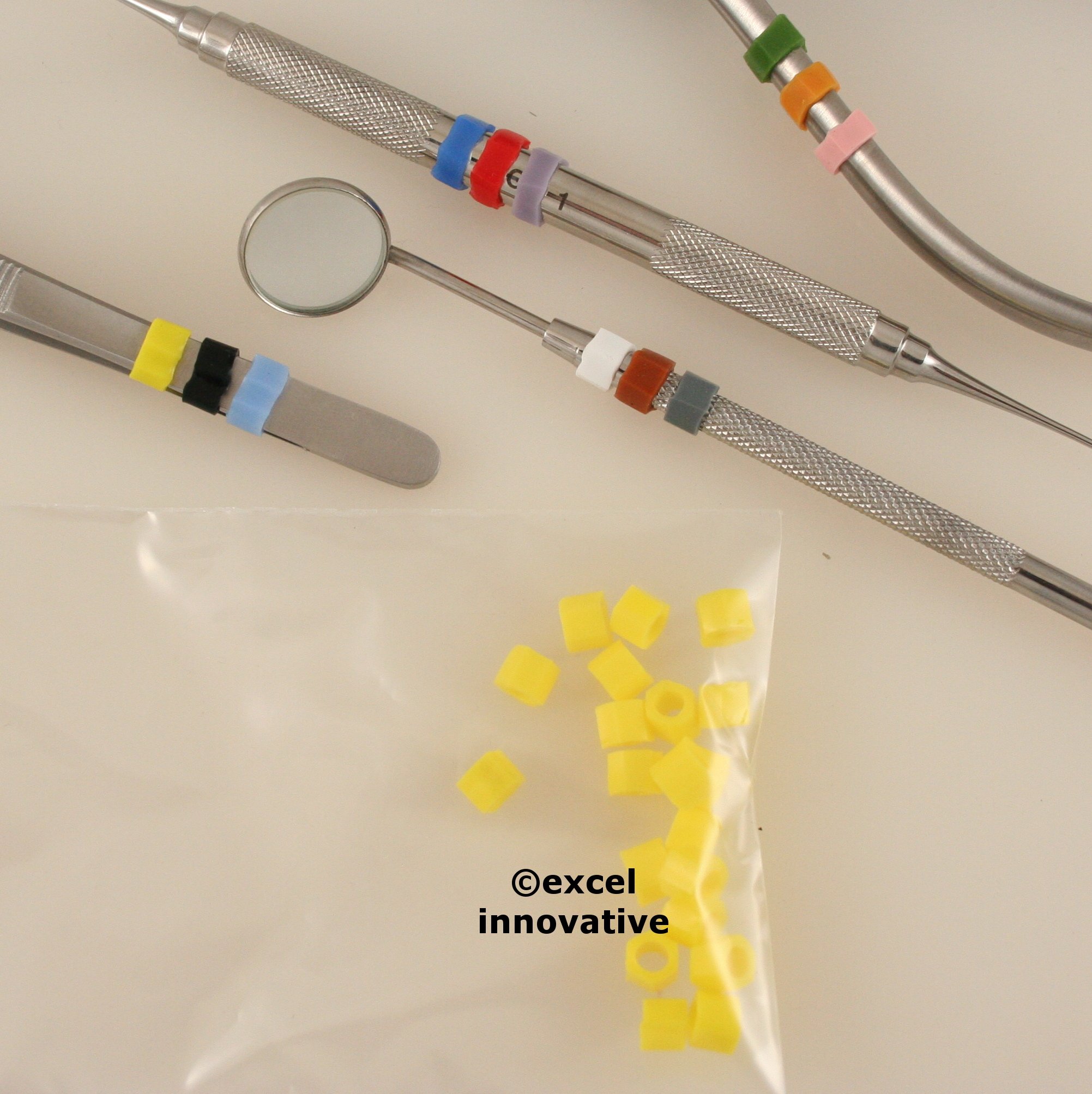 Silicone Color Bands for Instruments Identification Sold in Packs of 20 Bands Each Select Color Options | Medixplus (Yellow)