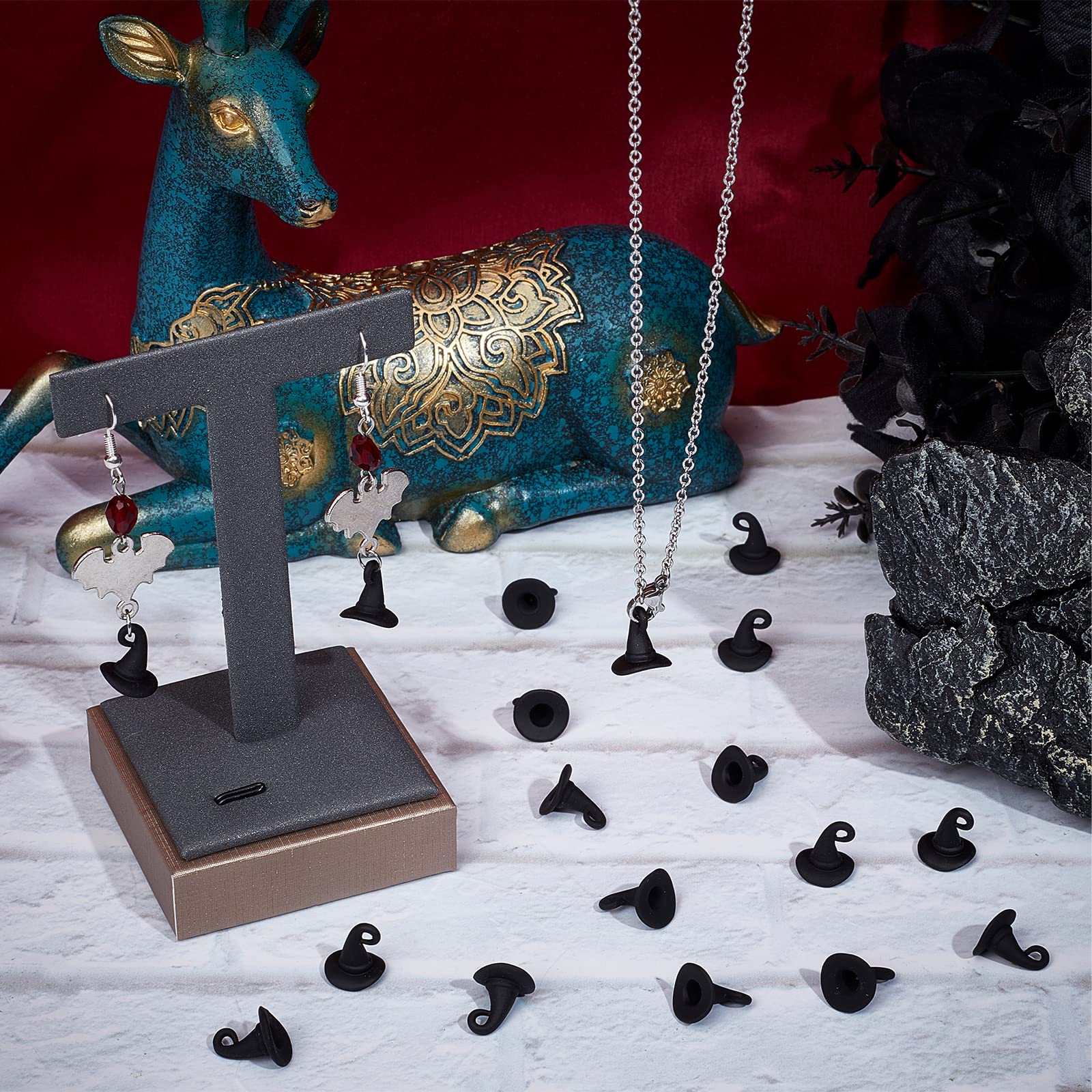 20 Ciondoli Halloween Stile Gotico In Acciaio Inox | Teschio, Ragno, Strega, Bara | Kit Fai Da Te Gioielli - 4