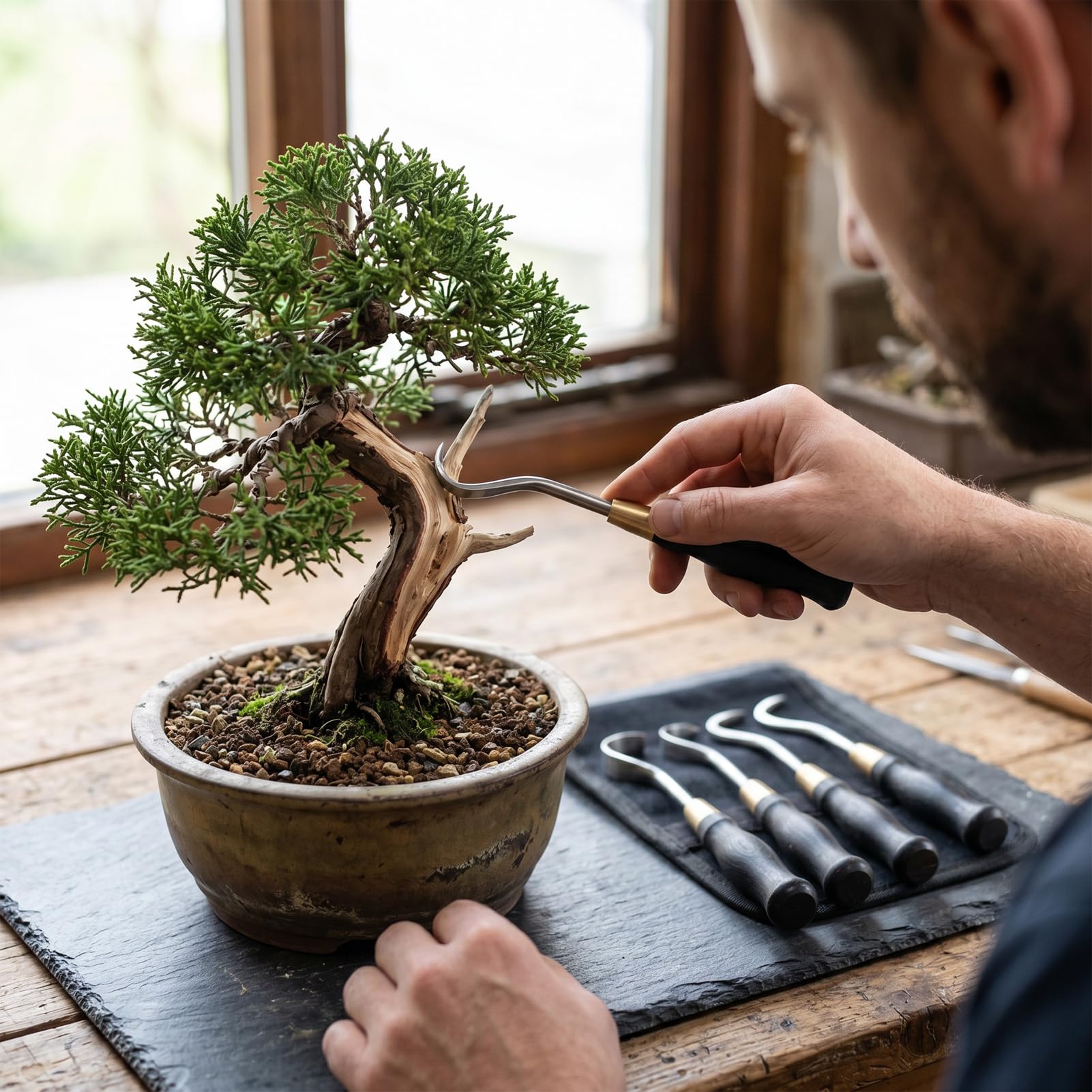 banapoy Bonsai Schnitzwerkzeug Set, Bonsai Entrindungswerkzeug, Zum Entfernen von Baumrinde und Totholz, for Pflege und Astbearbeitung