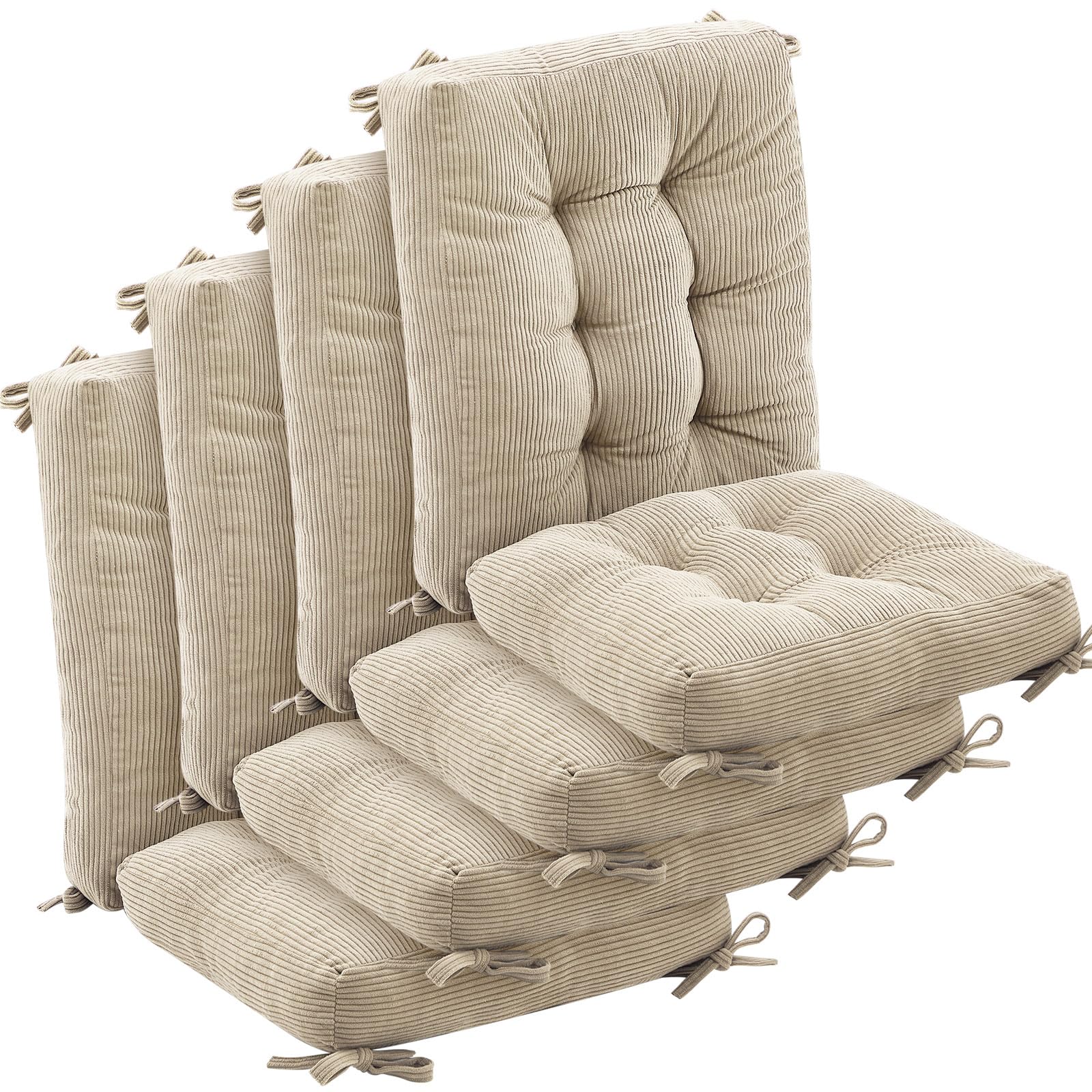 Gray Corduroy Patio Chair Cushions - 4 Piece Set -10
