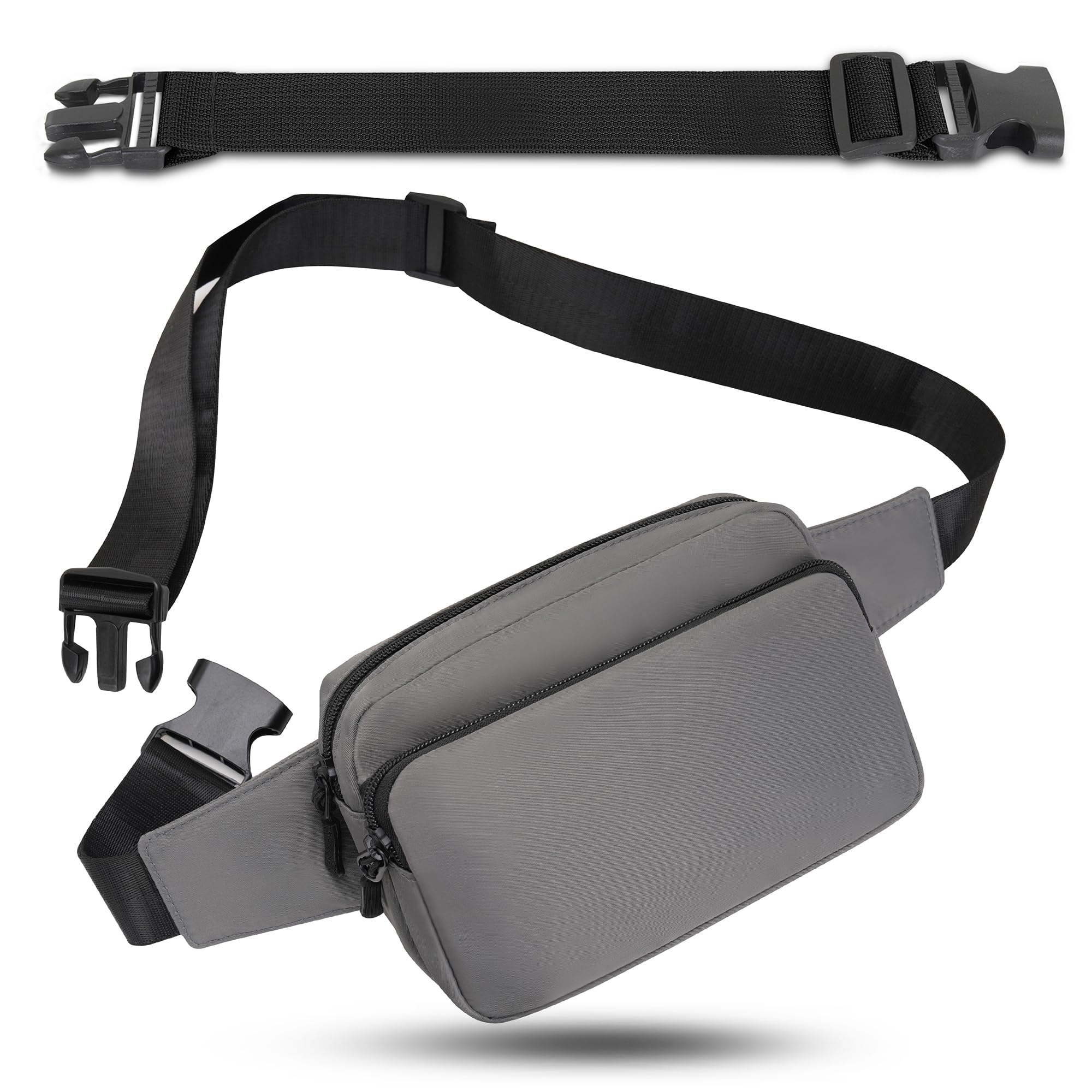 IHIGOGOFA Bumbags Waist Fanny Pack Fashion Bum Bag with 30cm Extended Belt for Dog Walking Climbing Hiking Travel Cycling Girls Ladies Men Women (Grey)