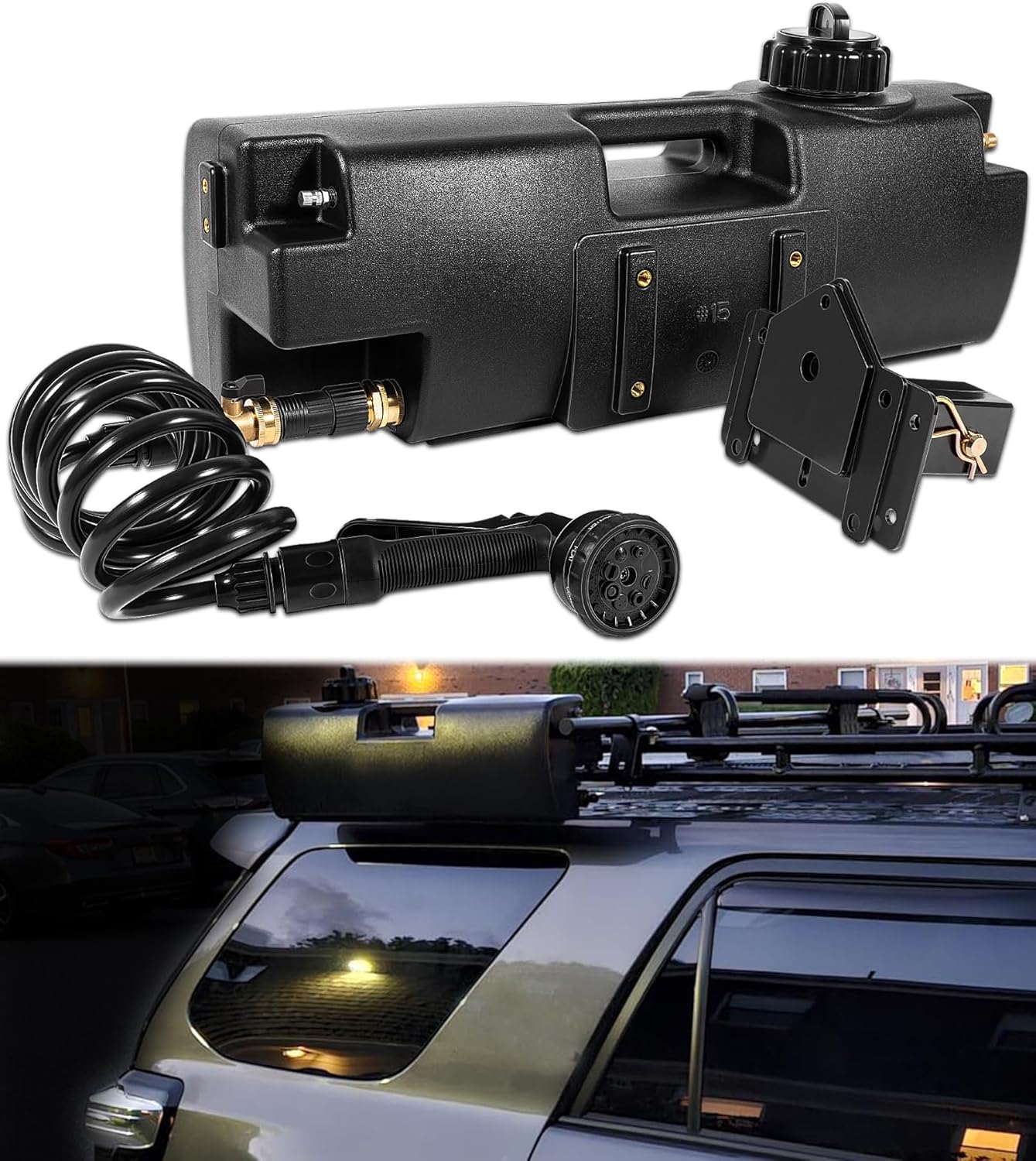 4.0 Gallon Self-Pressurized Water Tank Used for Camping Showers, Bumper Mount or Bed Mount Vehicle Water Storage for Trucks & Off Road Vehicles