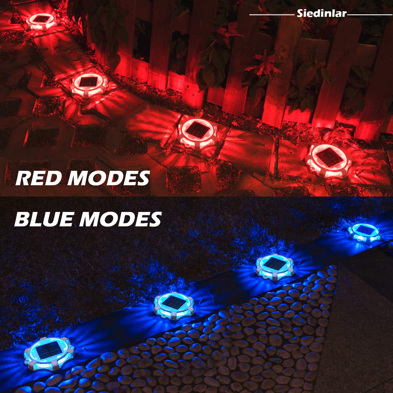 Buy Siedinlar Solar Deck Lights Outdoor 2 Modes LED Driveway Markers