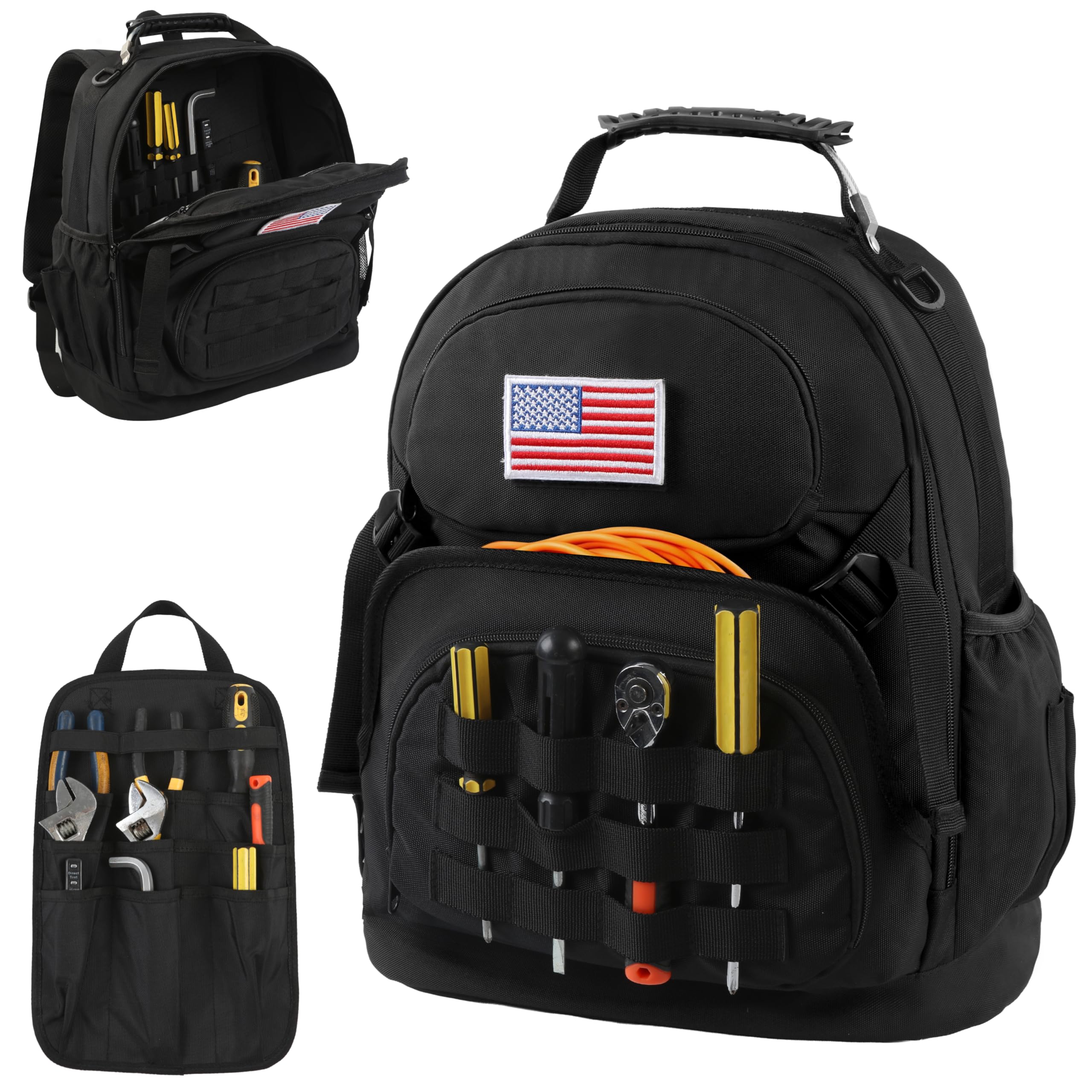 Tool Backpack Heavy Duty with Removable Organizer Electrician Backpack for Tools with Multiple Pockets Padded Shoulder for Plumber