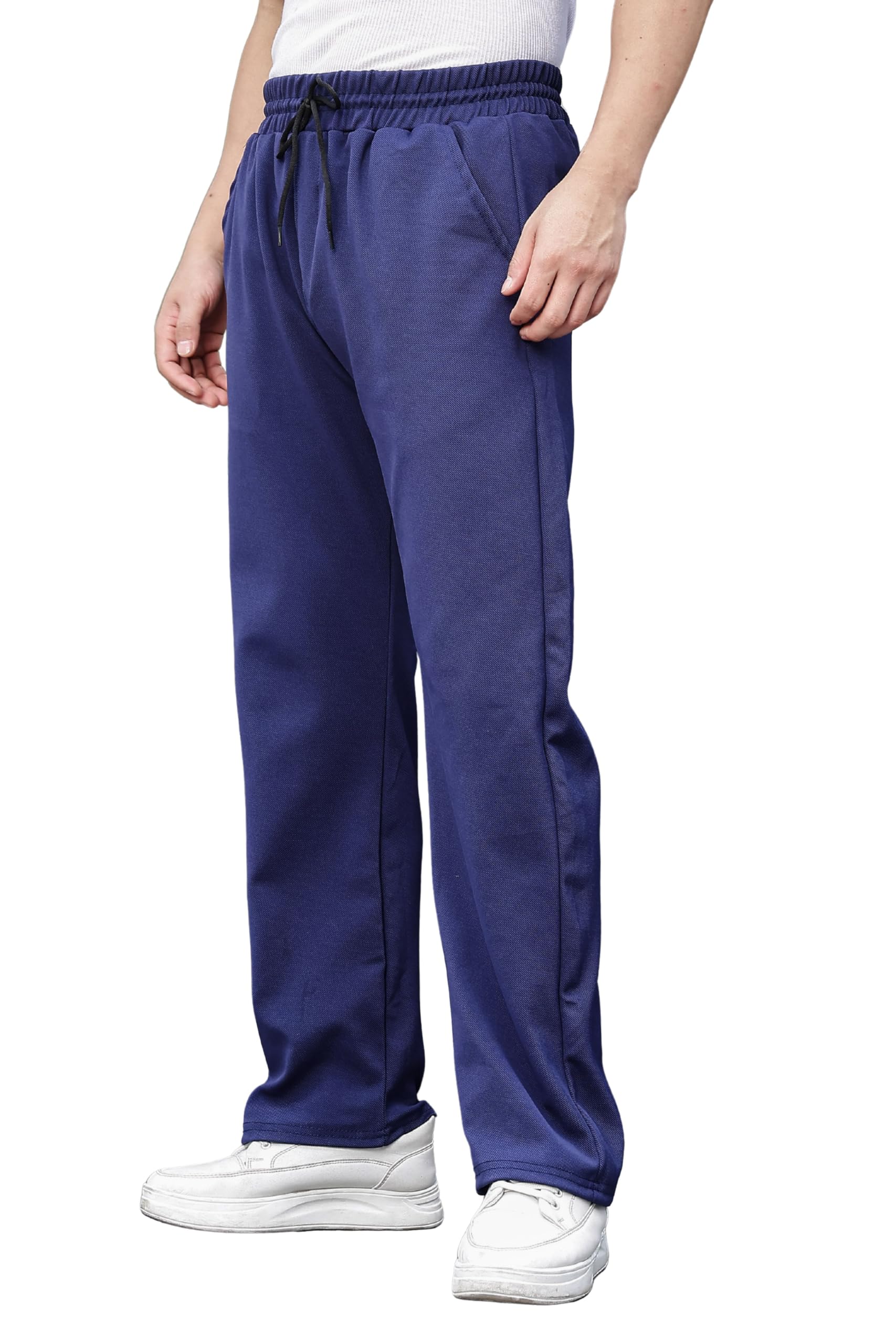 swadesi stuff Men’s Polycotton Straight Fit Track Pants | Mid-Rise Joggers with Flexi Waistband & Pockets | Stretchable Casual Sports Wear Pants for Men-picture-42