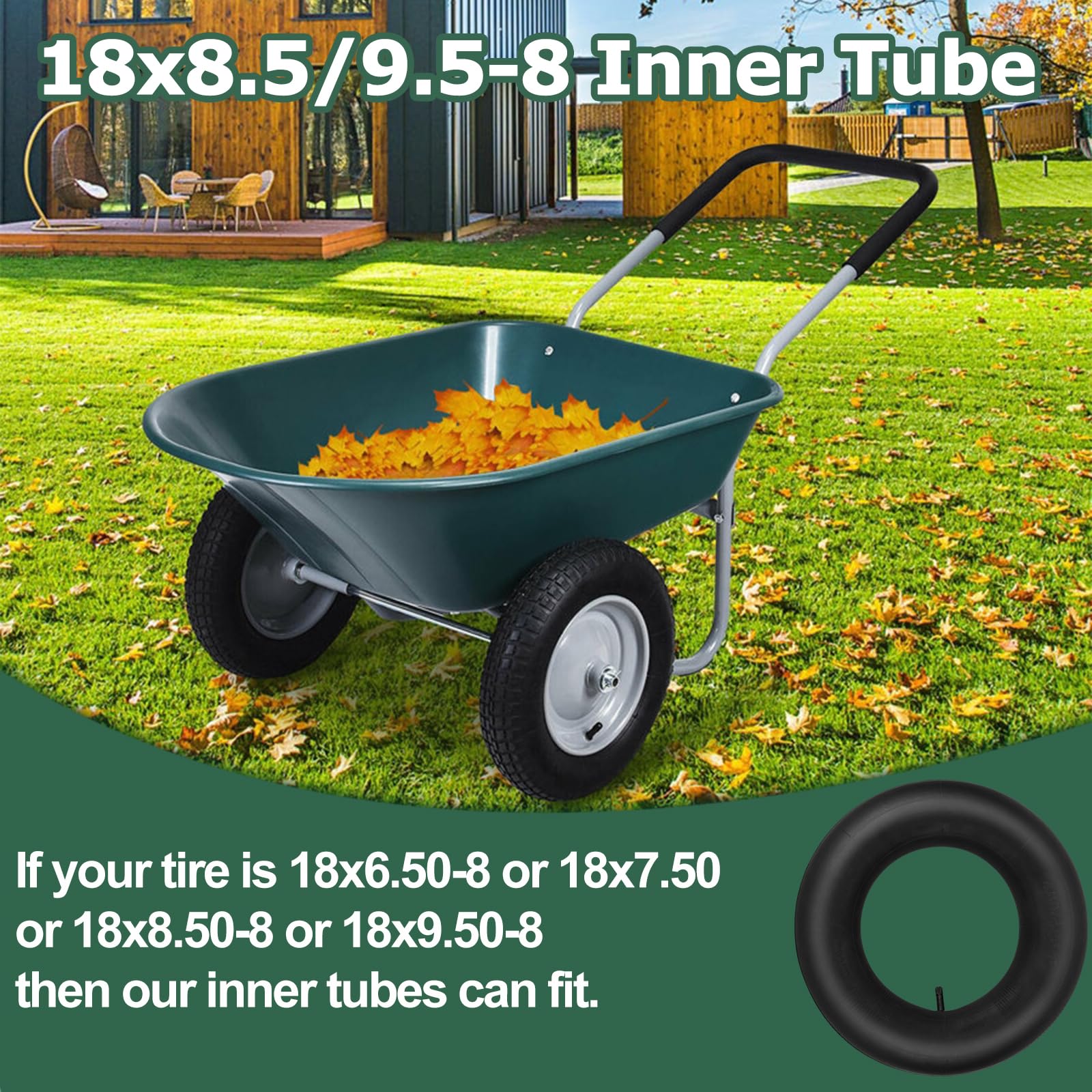 NONMON 18x8.50-8/18x9.50-8 Schlauch Reifen, 2 Stück Innenschläuche Luftschlauch Kleinreifen mit gerades Ventil Ersatz Rohr für Rasenmäher Rasentraktor Aufsitzmäher Go-Kart ATV Golfwagen