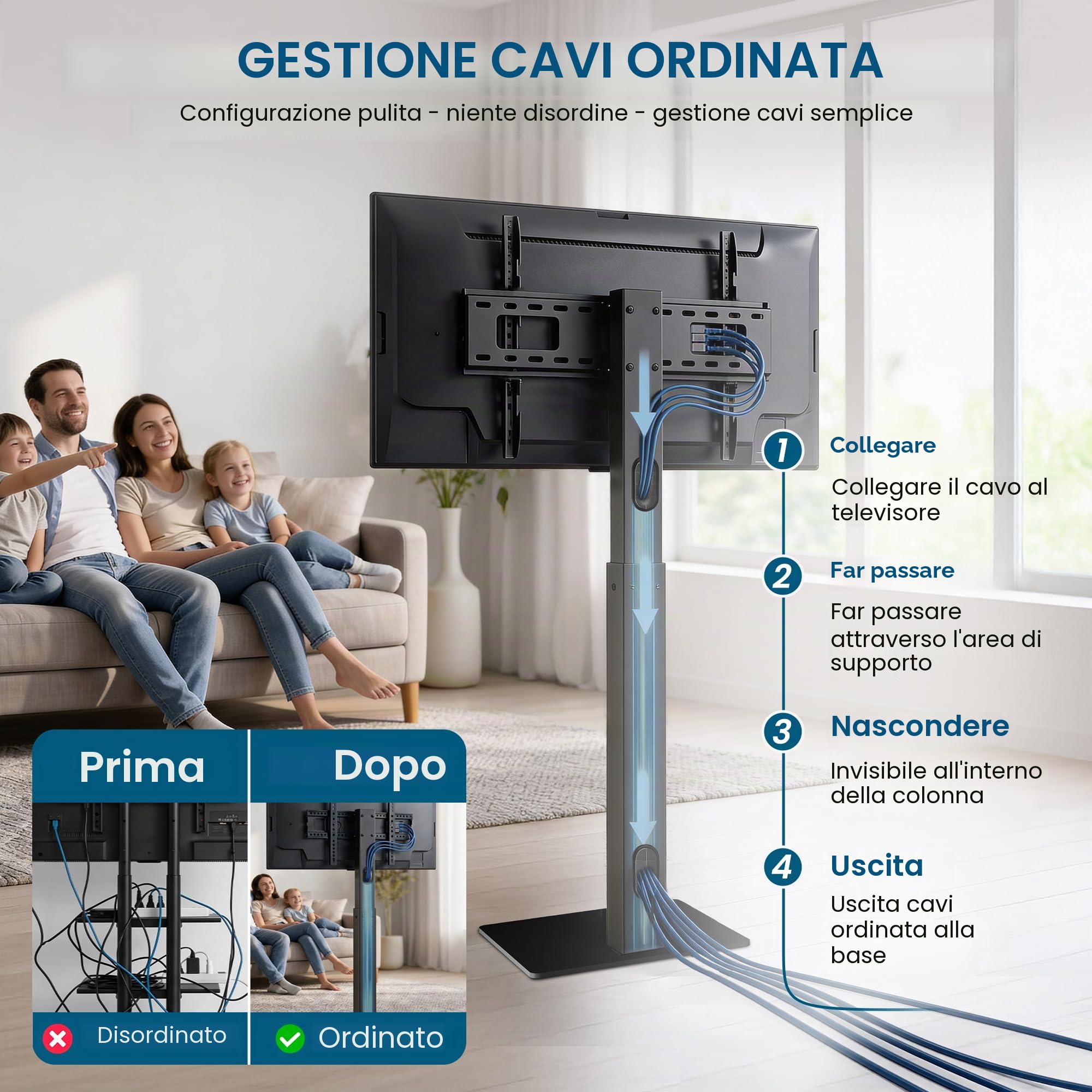 Xantron Supporto TV da Pavimento 37-75 Pollici Girevole, max 40 kg