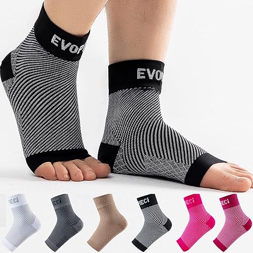 Vista 8 de Manga de compresión para el tobillo, calcetines de fascitis plantar de 20-30 mmHg, calcetines de compresión de tobillo para mujeres y hombres