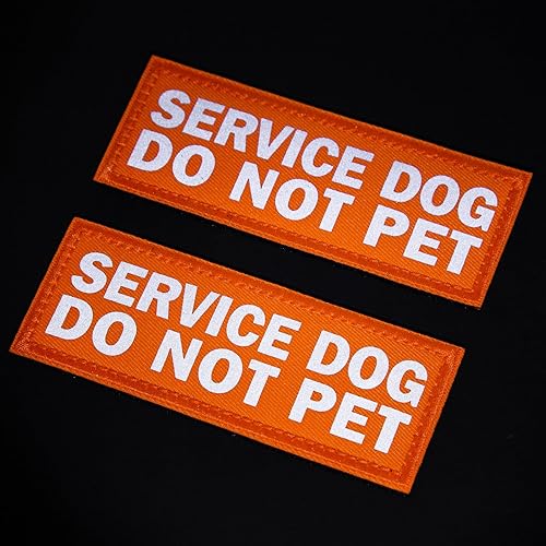 2PCS Reflective Service Dog Patches, Do Not Pet Patches - Hook and Loop Fasten for Dog Vest, Harness, Collar