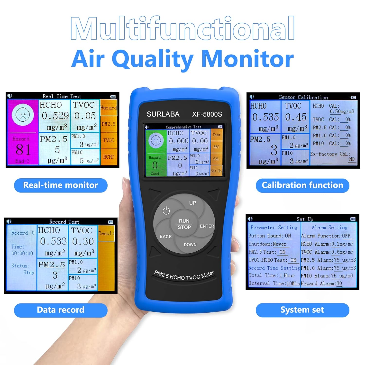 Indoor Air Quality Monitor, Professional Formaldehyde Detector, Digital Air Pollution Sensor for