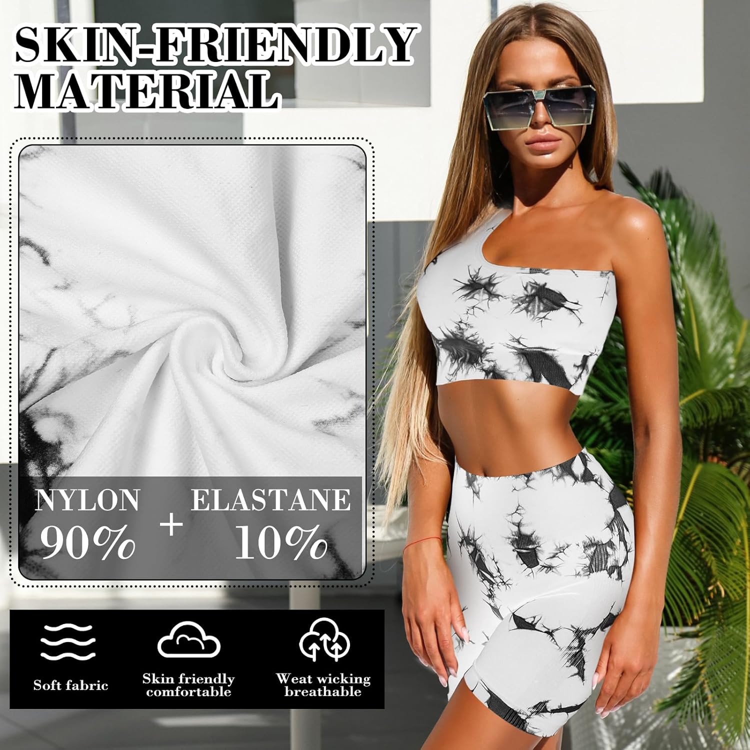 4 Pcs Women's Workout Sets Pilates Exercise Outfit Ribbed Scoop Neck Sports Bra Shorts Leggings Gym Clothes Set