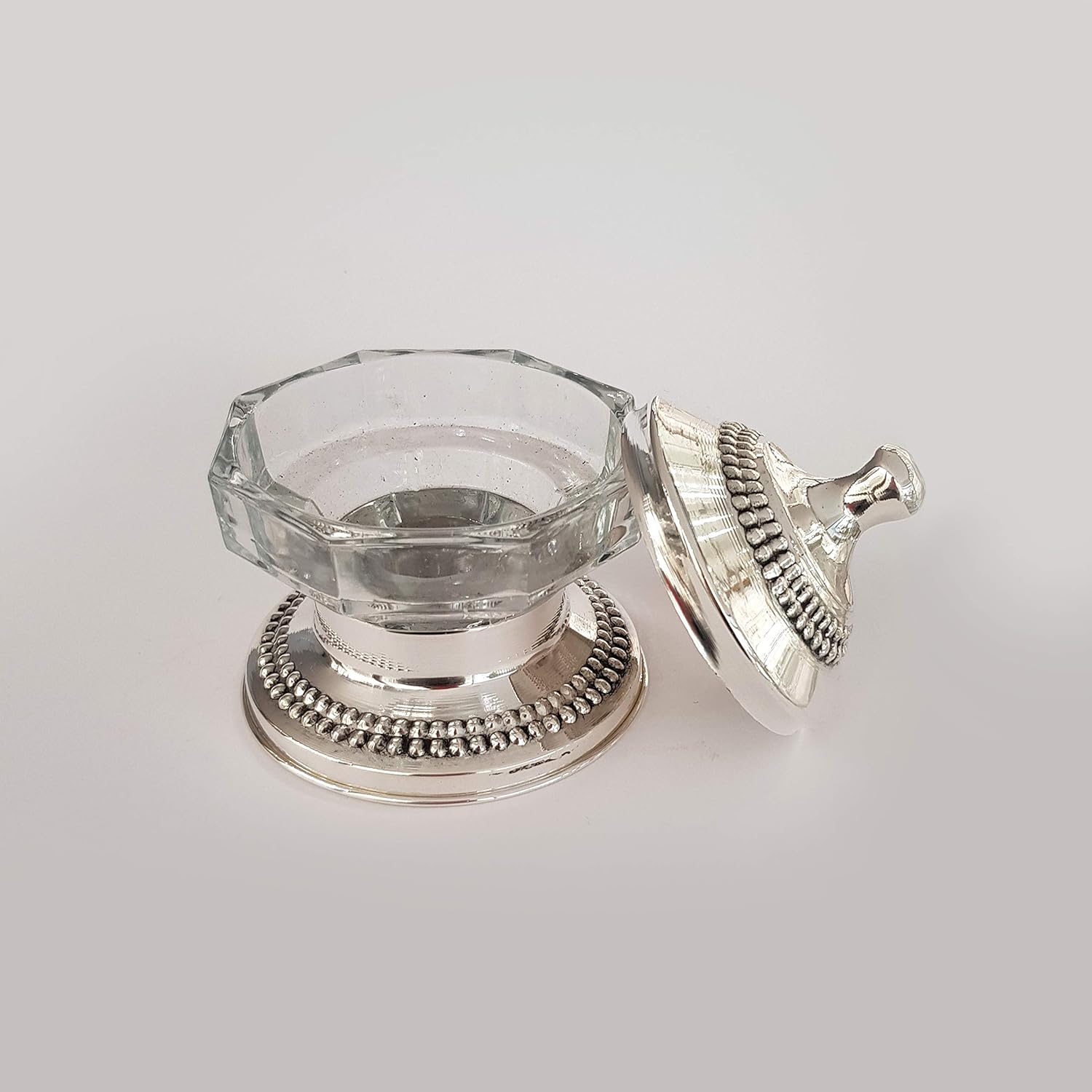 sterling silver & glass honey dish for Rosh Hashanah traditional judaica sugar bowl candy bowl