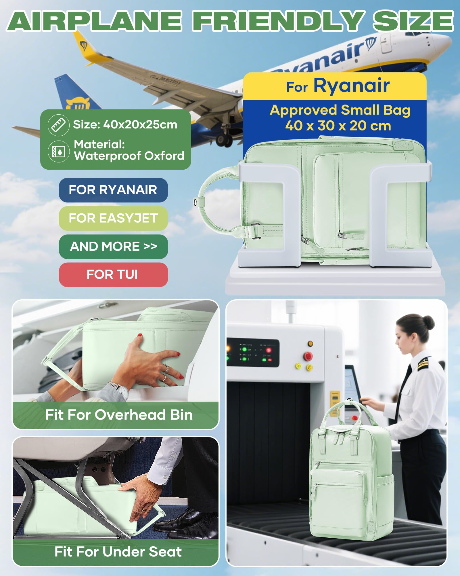 SZLX Plecak Próżniowy Bagaż Podręczny Dla Kobiet, Plecak Z Poduszką i Systemem Próżniowym Do Podróży, Plecak Podróżny Ryanair W Rozmiarze Kabinowym Z Pompką, Wodoodporna Walizka Próżniowa Dla Mężczyzn