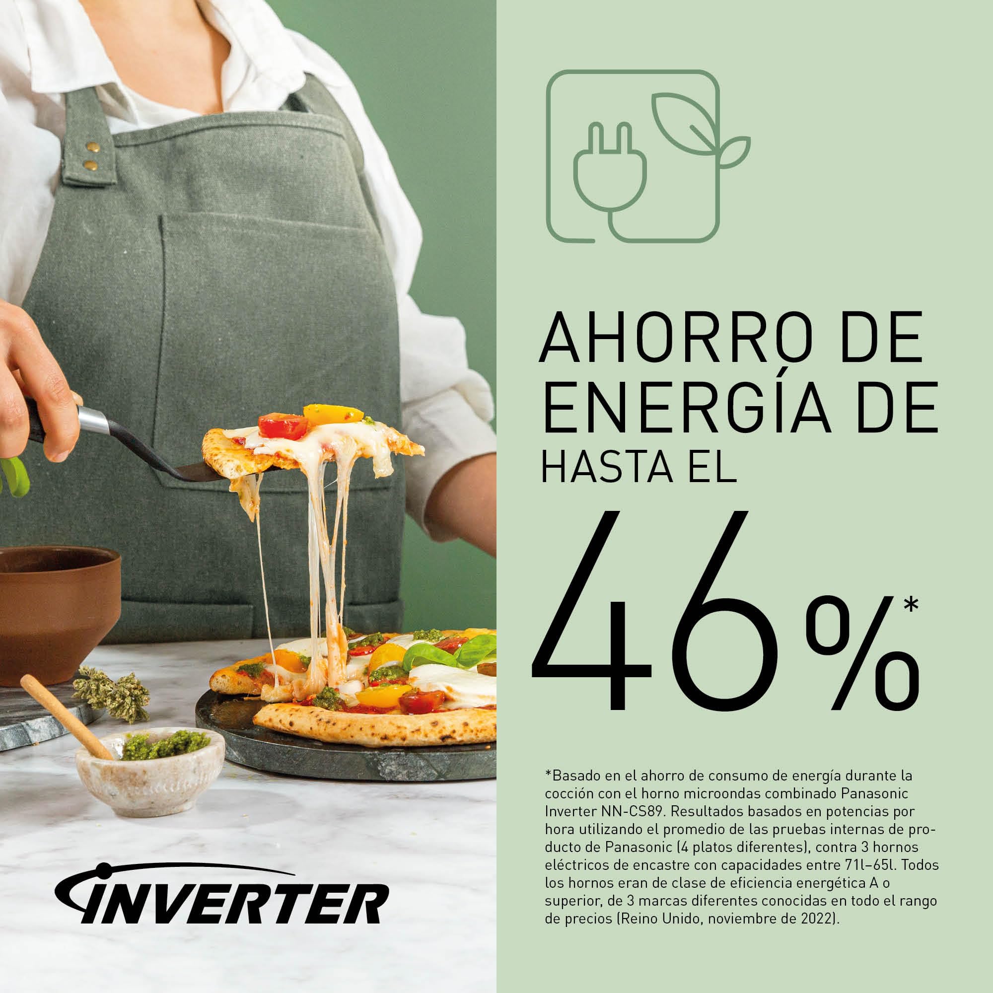 Panasonic NN-CS88LBEPG Horno combinado de vapor 4 en 1 con vapor, microondas, grill y convección, Tecnología Inverter, 31 L, 36 Programas Automáticos, Cocción en 2 Etapas, Menú Infantil, Negro