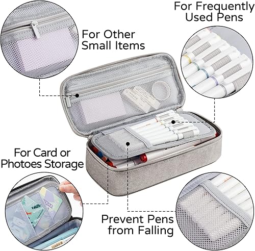 Vista 32 de WEMATE Estuche grande para lápices, bolsa para lápices de gran capacidad, bolsa de almacenamiento de alta capacidad, organizador de caja, estuche