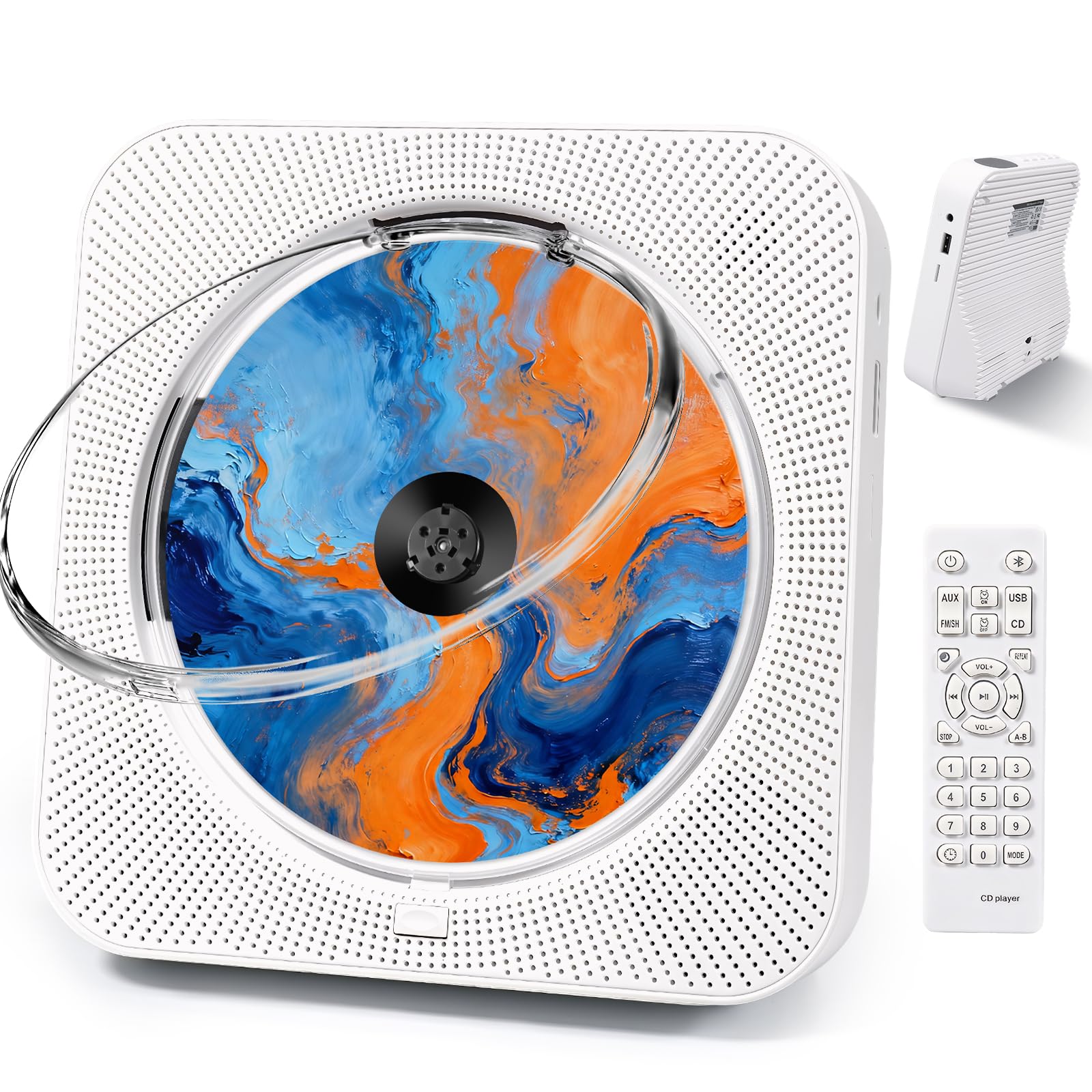 Lettore CD Portatile Bluetooth 5.1 con Altoparlanti, Radio FM USB/AUX, Bianco