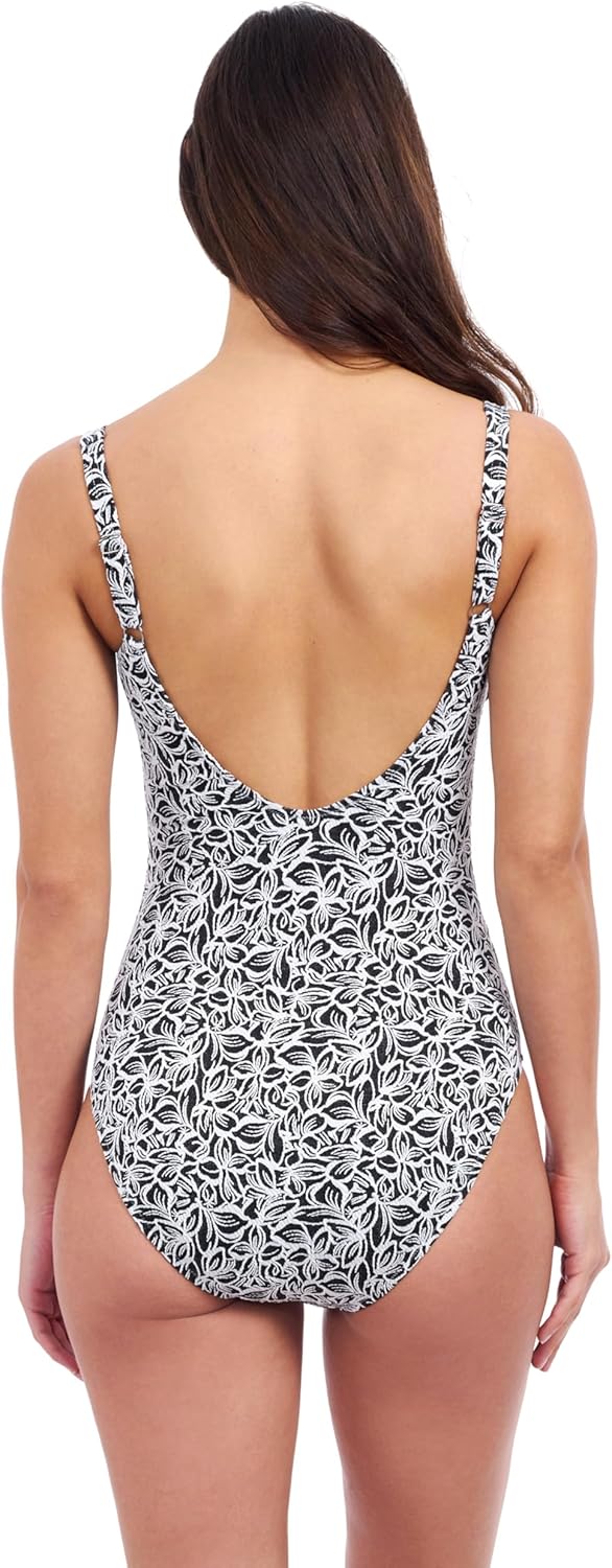 Profile by Gottex Plumeria Textured Leafy Print Versatile & Stylish Women’s Square Neck One Piece Bathing Suit Swim Essential - Image 3