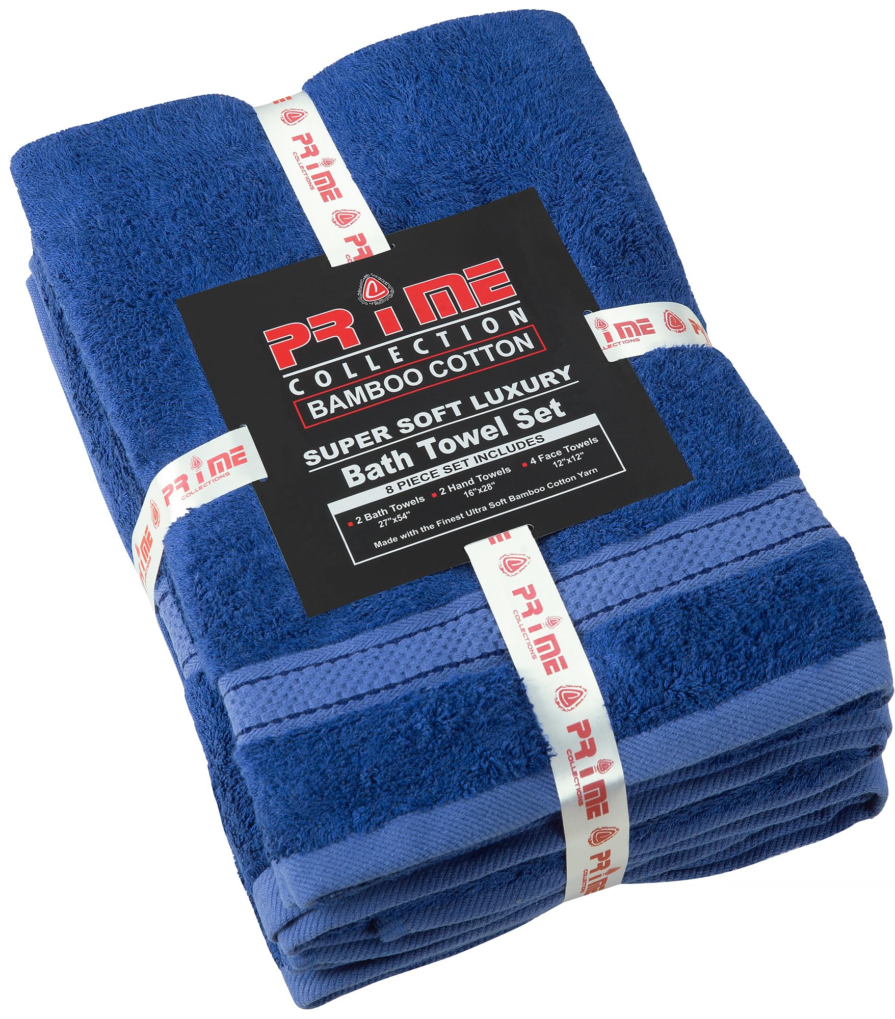 PRIME COLLECTIONS Bath Towel Set 8 PCS (8, Navy)