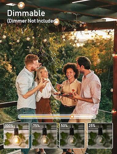 Miniatura 3 de Tira de focos transparentes, de G40, forma de globo, con temporizador, 13 pies, para exteriores, 40 LED, luces cálidas blancas parpadeantes, negro