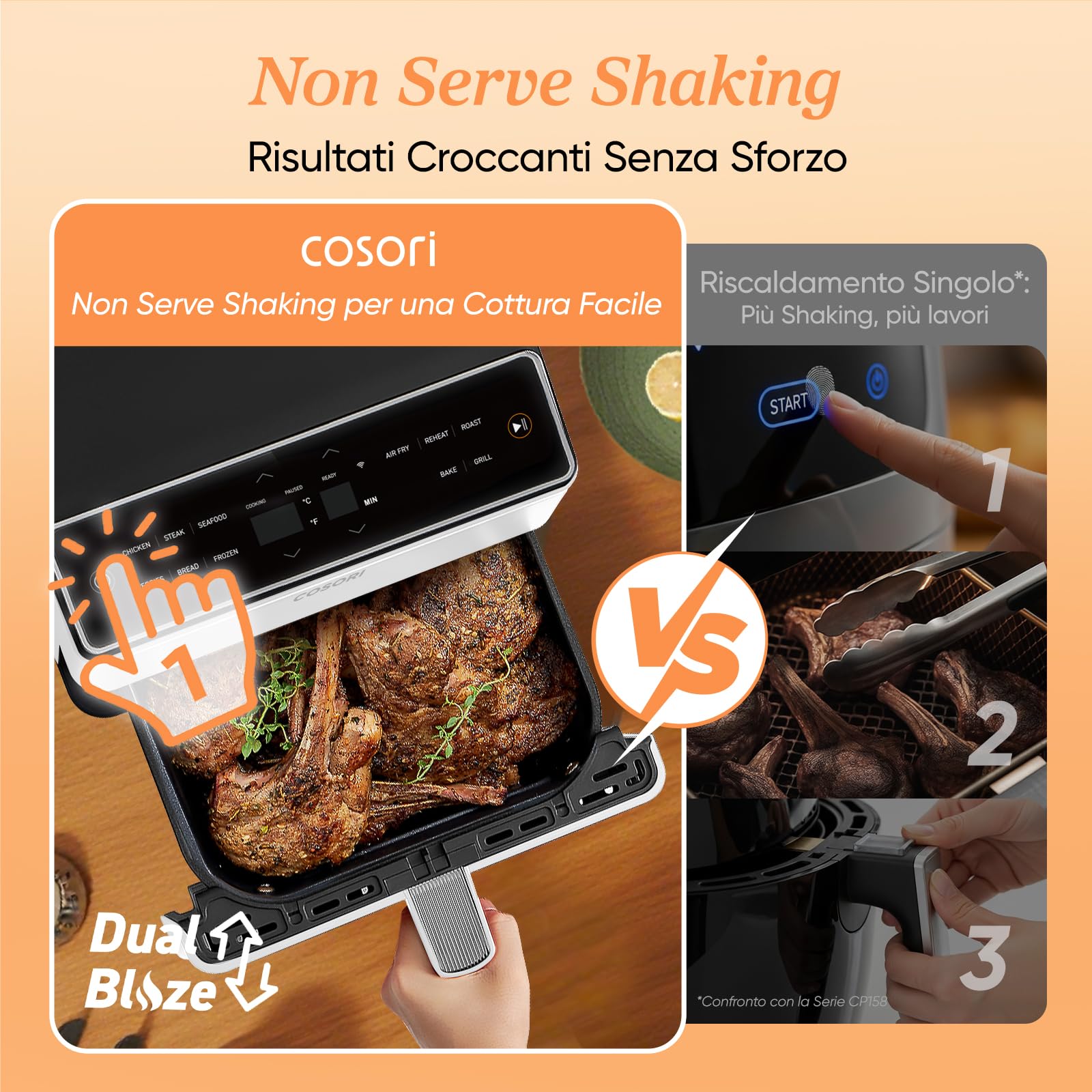 COSORI Friggitrice ad Aria, Air Fryer 6,4 Litri,Rivestimento Ceramico No PFAS, Forno Elettrico, Doppia Resistenza, Connessione Wifi, 11 Funzioni Preimpostate, Libro&APP Ricette, 1700W, P585S Bianco