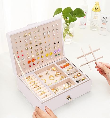Vista 4 de Joyero para aretes para niñas, collares, anillos, caja organizadora de aretes para niñas, caja organizadora de aretes, caja organizadora de joyas