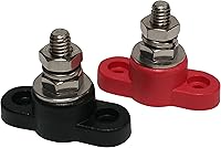 Vista 1 de Poste de unión de perno de acero inoxidable aislado de 516" para alimentación y tierra de batería (conjunto rojo y negro)