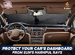 EcoNour Car Windshield Sun Shade with Storage Pouch | Durable 240T Material Car Sun Visor for UV Rays, Sun Heat Protection | Car Interior Accessories for Sun Heat | Medium Plus (64 inches x 34 inches)