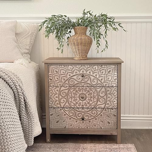 Miniatura 10 de PHI VILLA Armario decorativo con cajones – Cómoda rústica con 3 cajones para entrada, cómoda de almacenamiento
